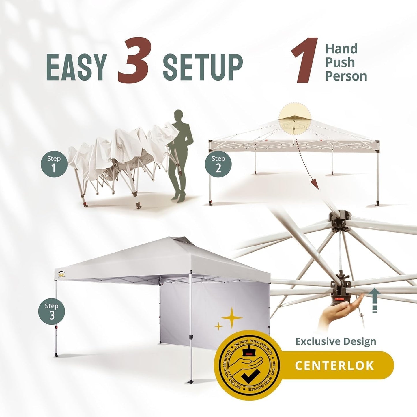 12x12 Pop Up Canopy Tent with Side Wall, Easy Setup Outdoor Gazebo, Beach Shade,7