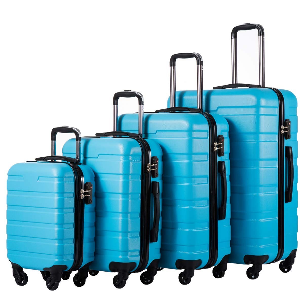 Lightweight 4-Piece Hardshell Luggage Set, 360° Spinner Wheels, TSA Lock, Blue1