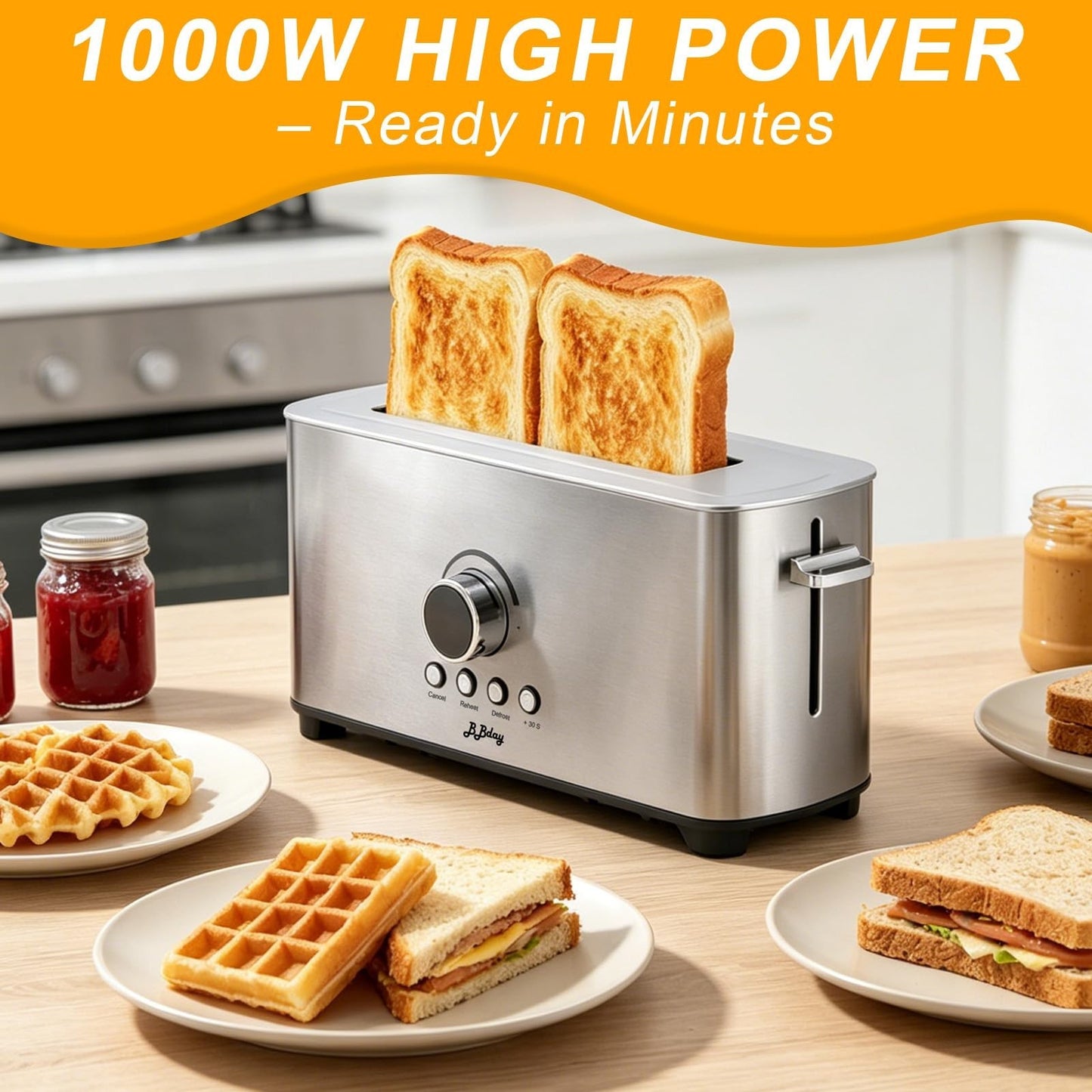 Long Slot Stainless Steel 2 Slice Toaster with 7 Browning Settings   Kitchen Ess5