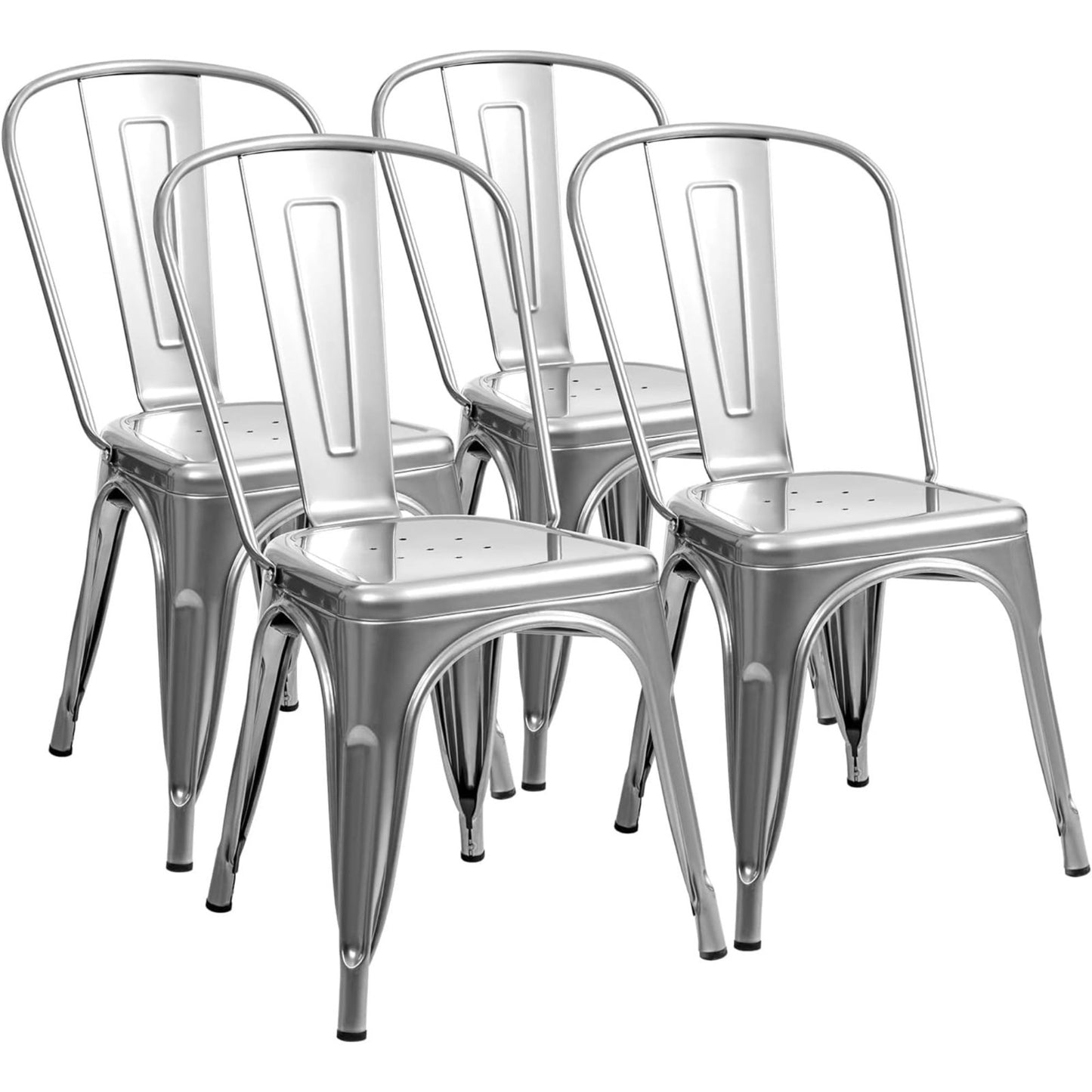 Stackable Metal Dining Chairs Set of 4   Indoor Outdoor Bistro Cafe Side Chairs1