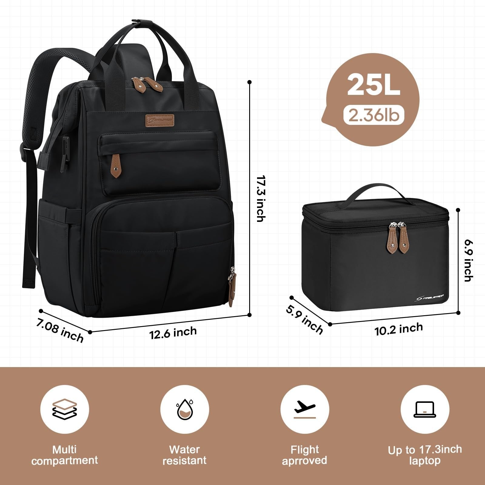 15.6 17.3" Laptop Backpack with Lunch Box, Stylish Work Bag for Men & Women4