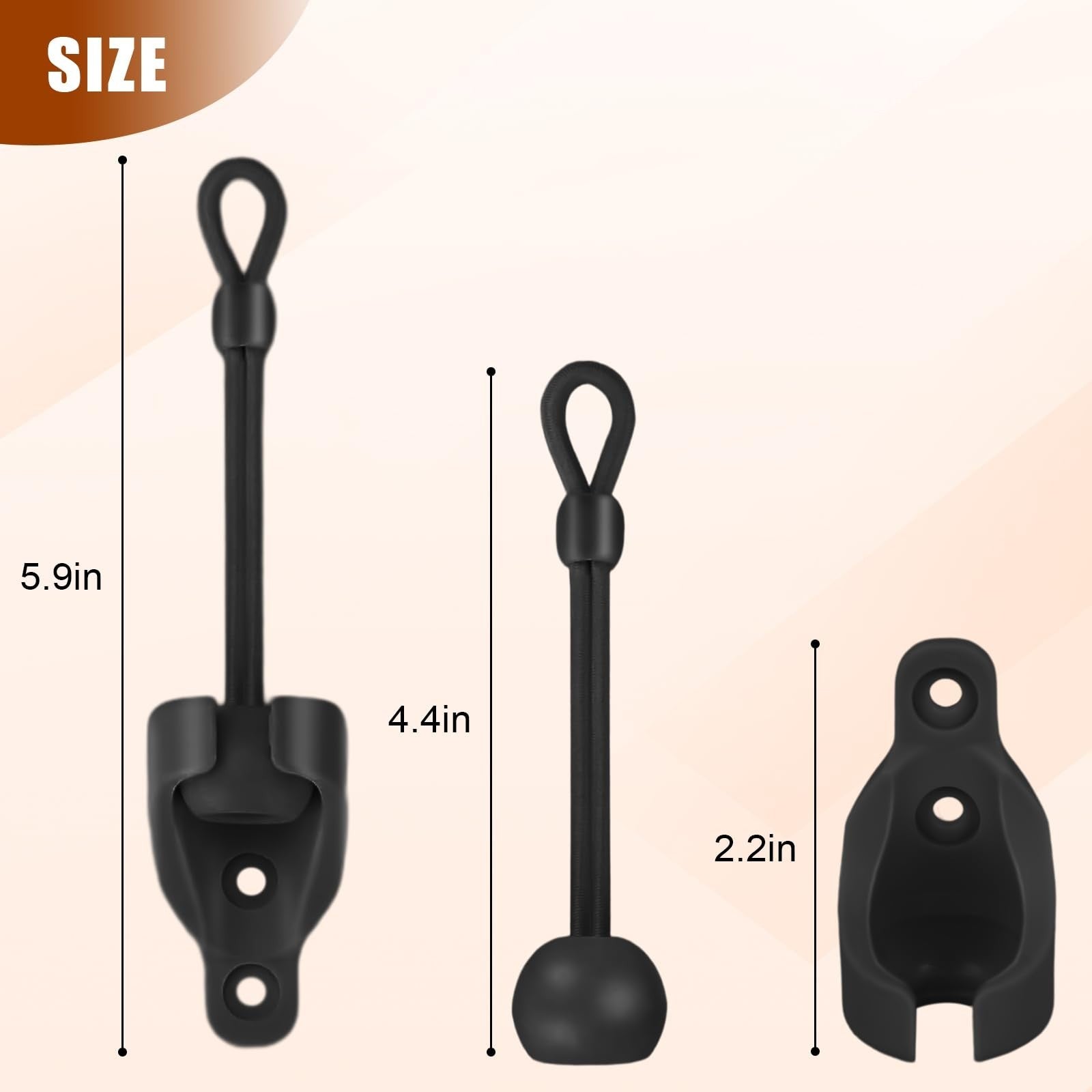 Replacement Roller Shade Hardware Bungee Kit & End Cap Tie Downs - 3 Black2