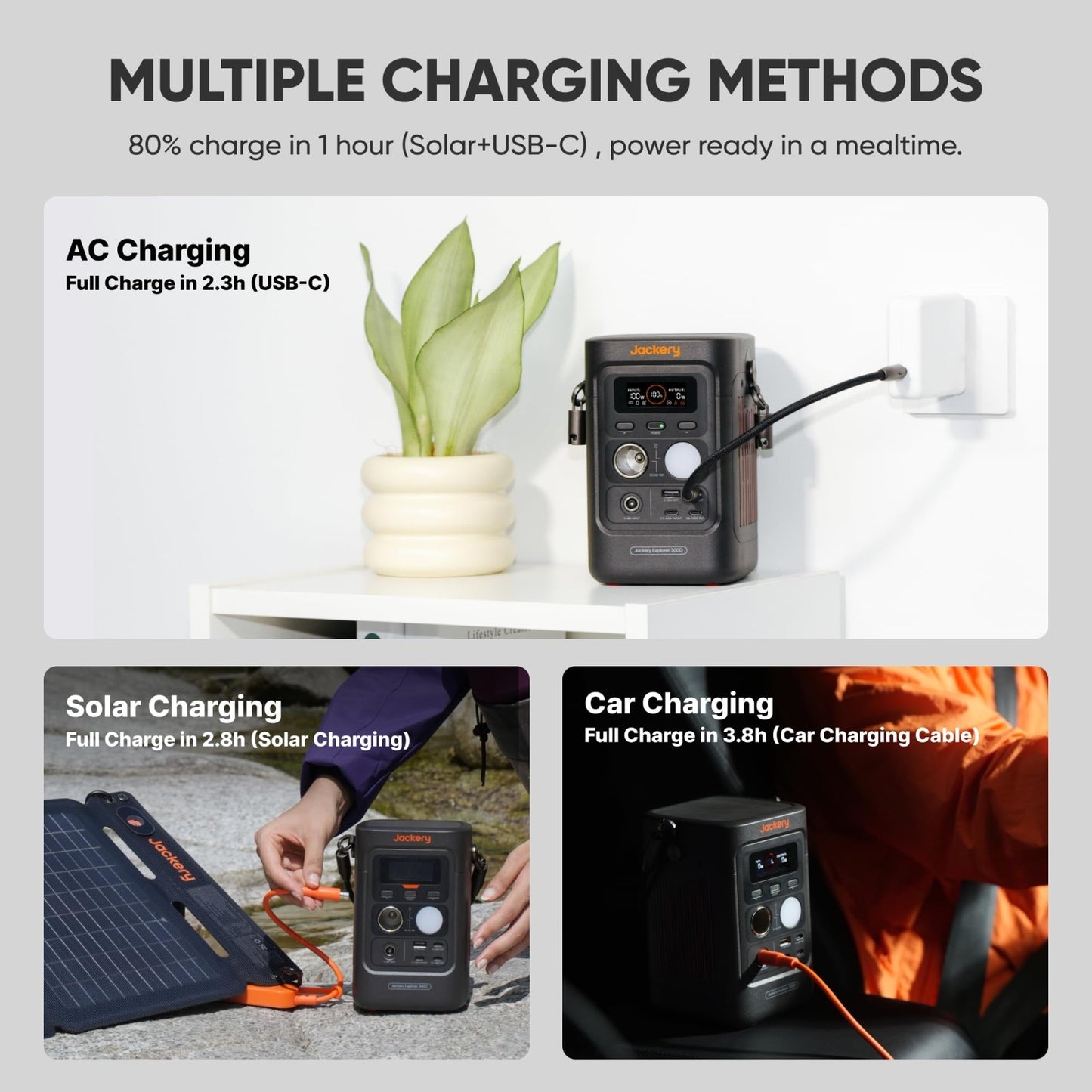 Portable Solar Generator 300W, 288Wh Power Station with 40W Solar Panel, USB C,6