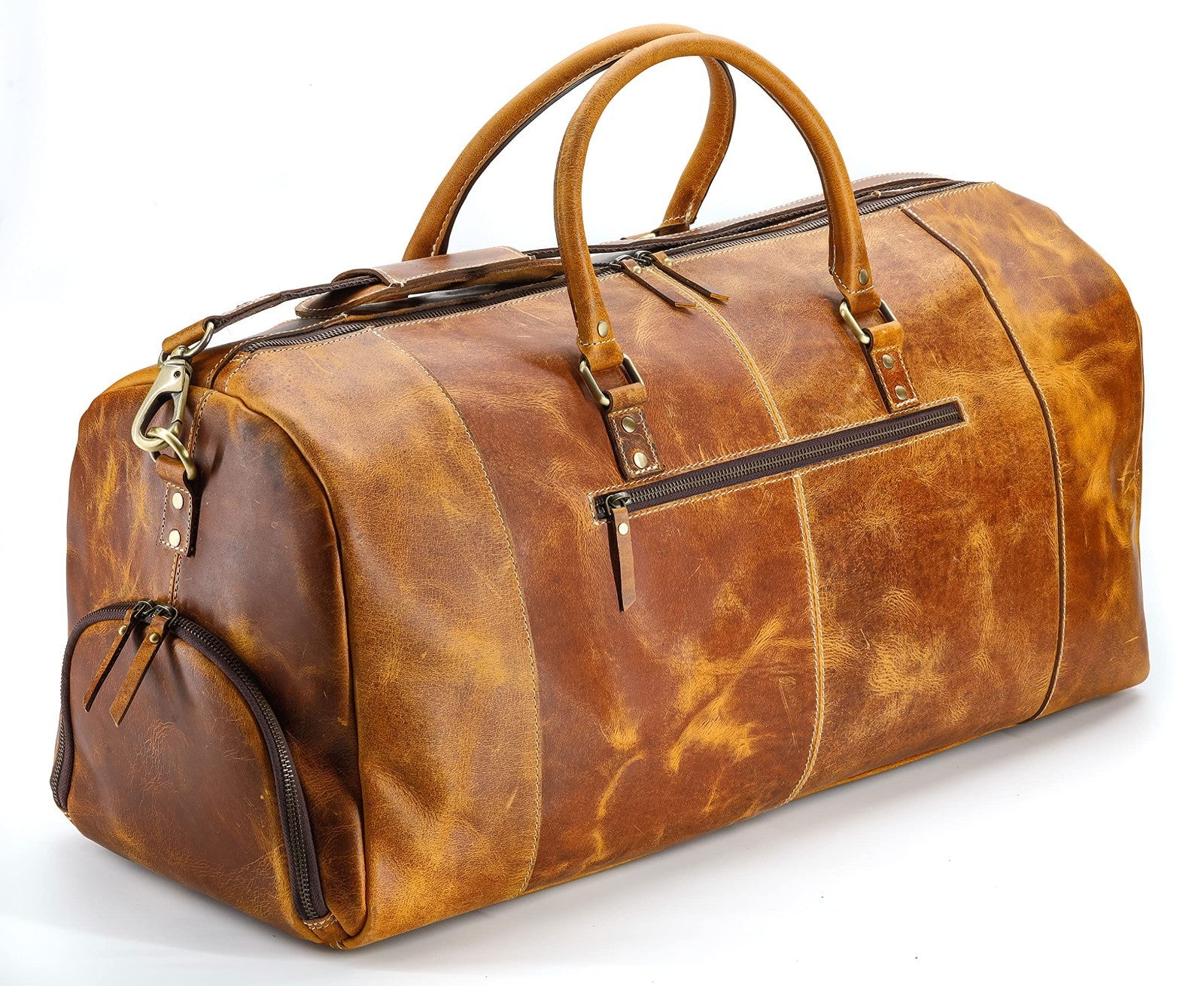 Leather Duffle Bag for Travel, Overnight & Weekend - Unisex Gym Holdall8