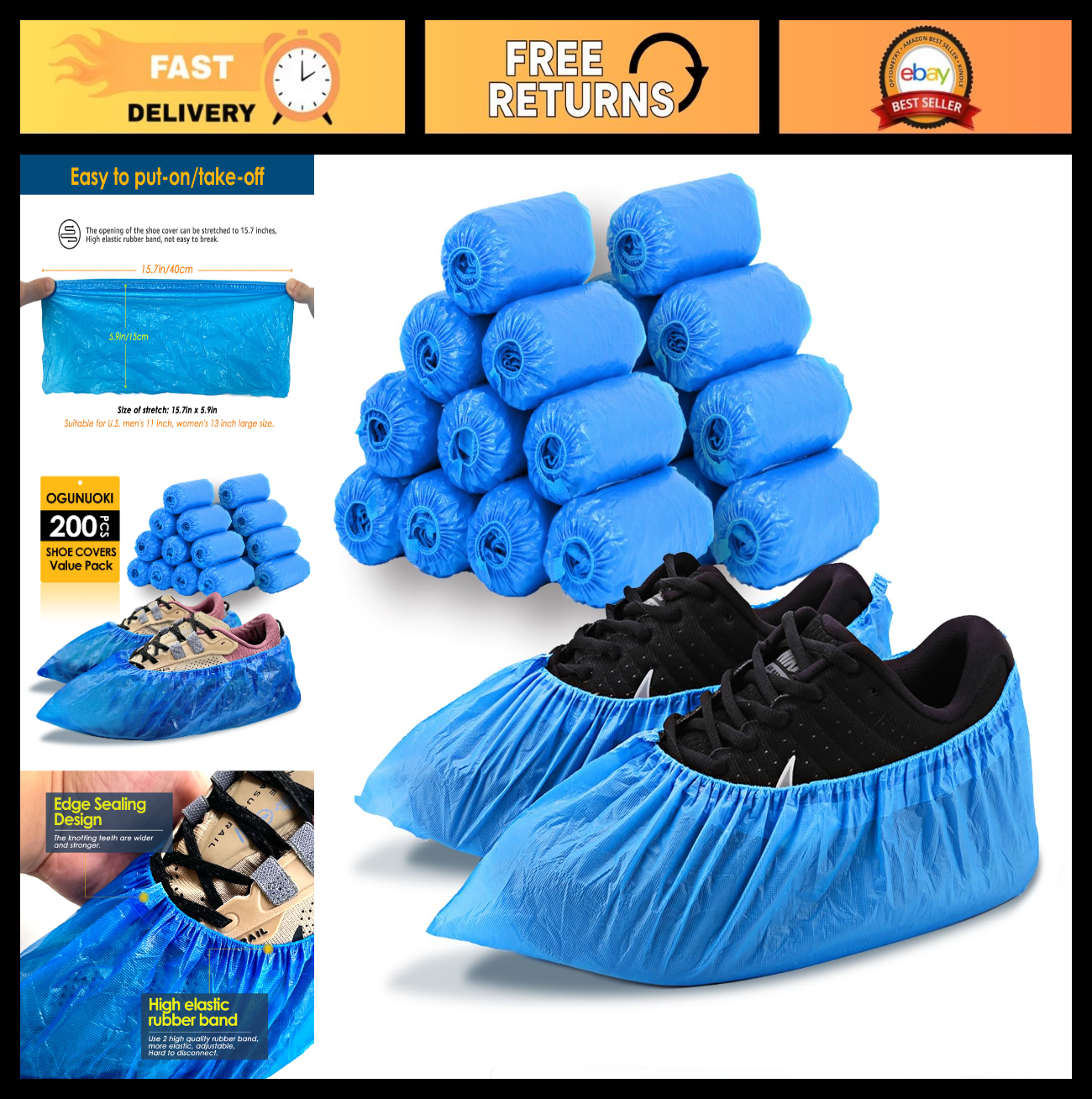 Disposable Shoe Covers   200 Pack Non Slip Booties for Guests & Repairs, Fits US0