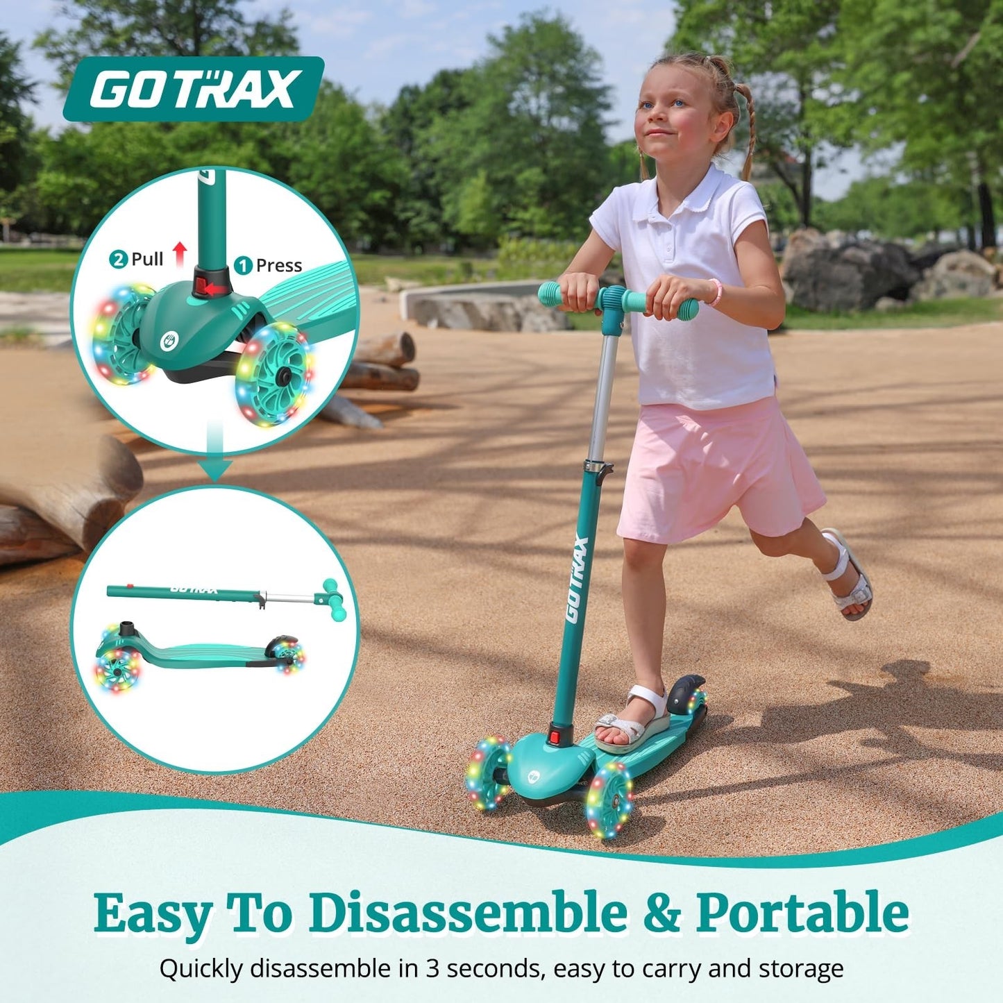 Kids Kick Scooter 3 Wheels for Boys & Girls 2-8, Fun Outdoor Gift for Children3