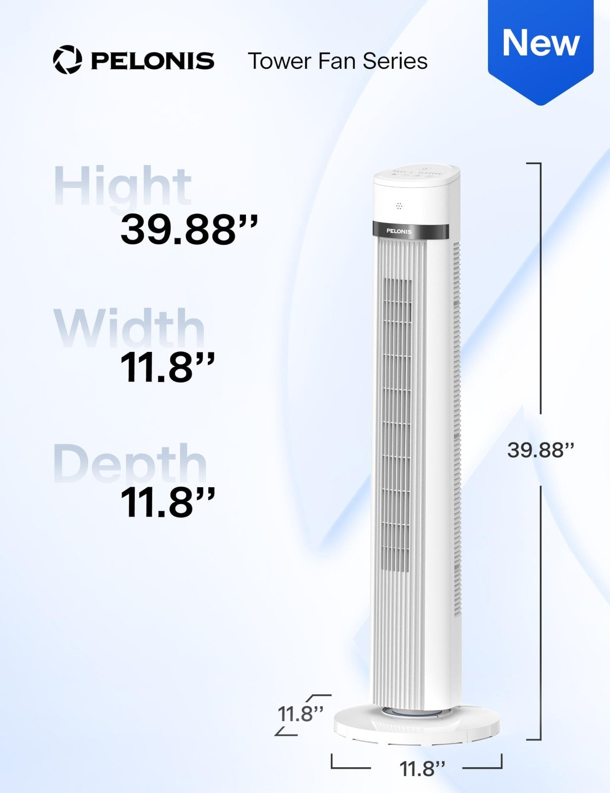 40" Oscillating Tower Fan with Remote   3 Speeds, 3 Modes, Quiet 27dB, Timer, LE2