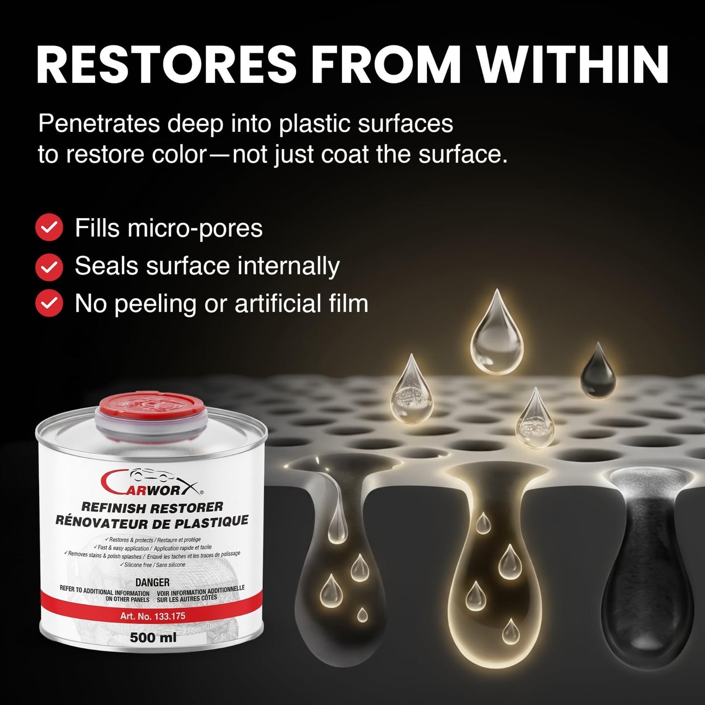 Silicone-Free Plastic Trim Restorer - Faded Color Renewal, 500ml, 2-Pack3