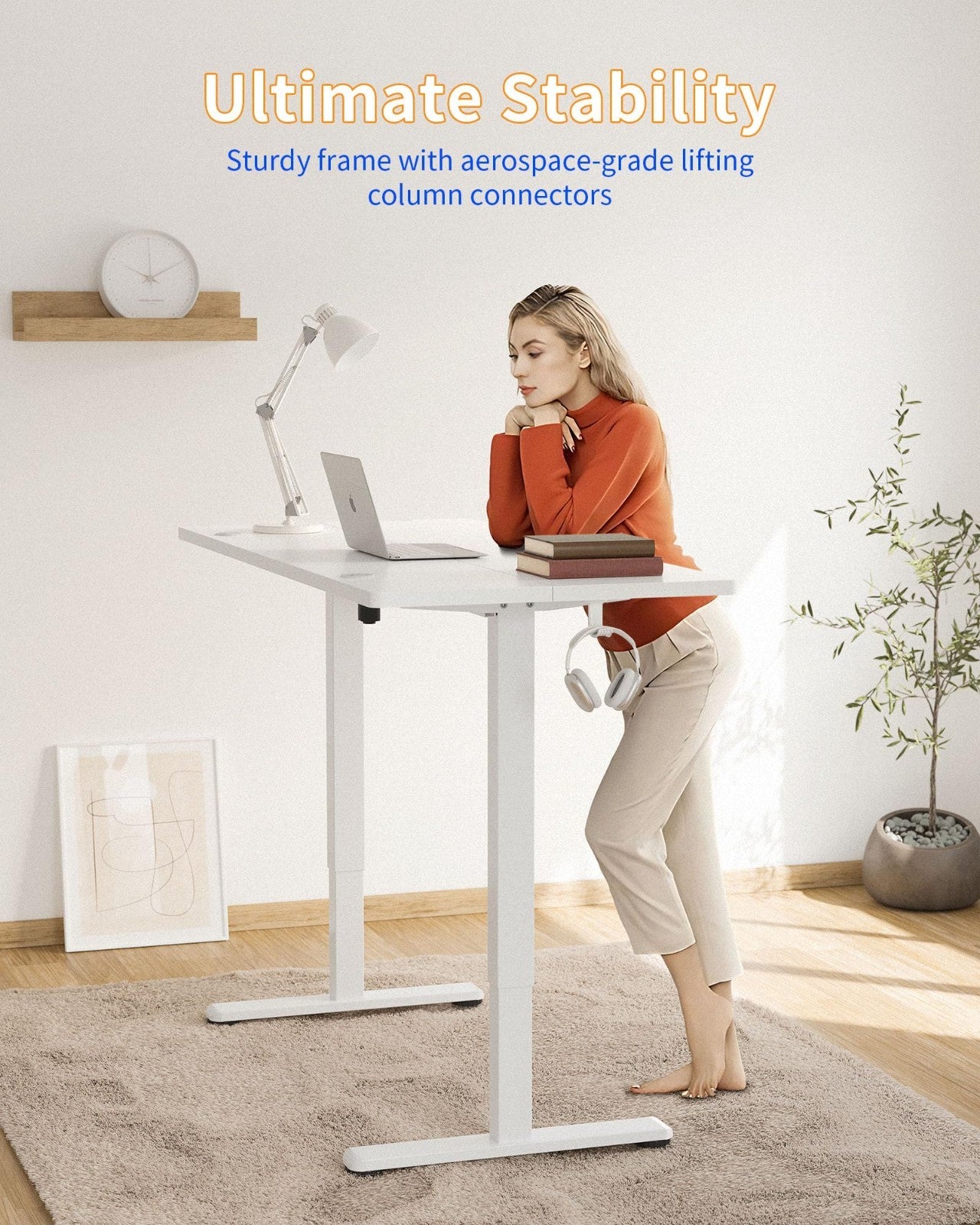 Adjustable Electric Standing Desk 48x24 Inches, Height-Adjustable Home Office De3