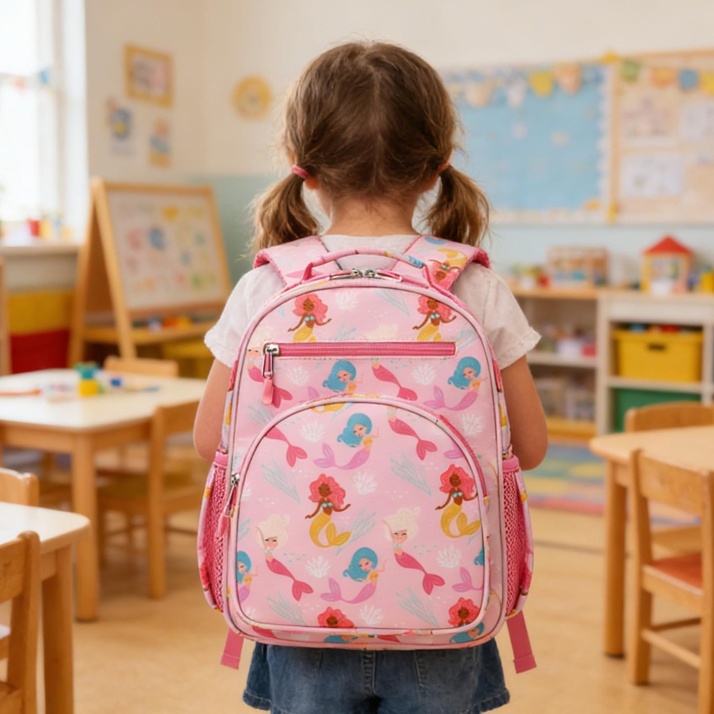 Cute Mini Toddler Backpack for Girls   Mermaid Pink Preschool Bookbag for Kids2