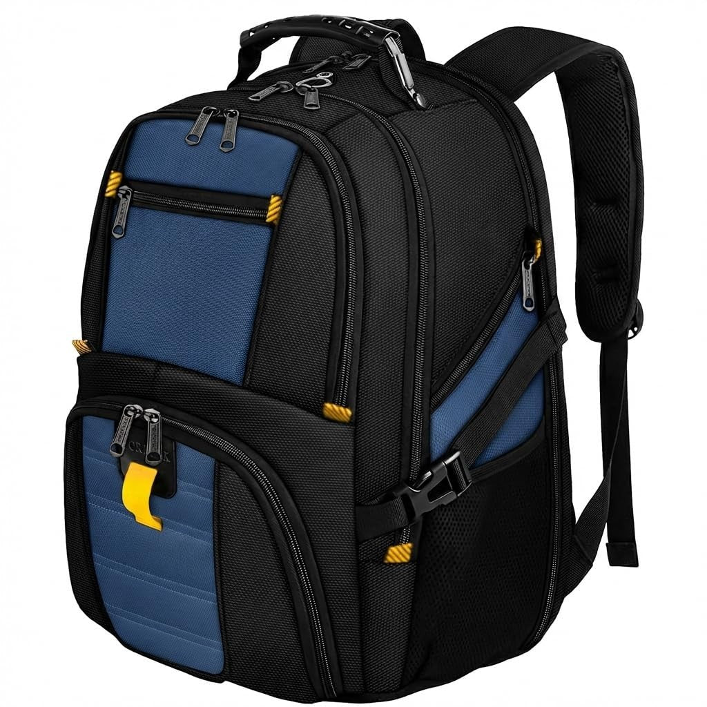 Large Heavy Duty Laptop Backpack for Men, Travel Rucksack, Waterproof, Multi Com1