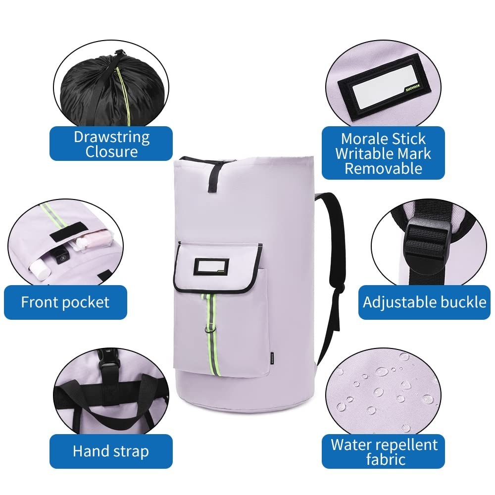 Extra-Large Heavy Duty Laundry Backpack Bag for College Students - Drawstring Cl3