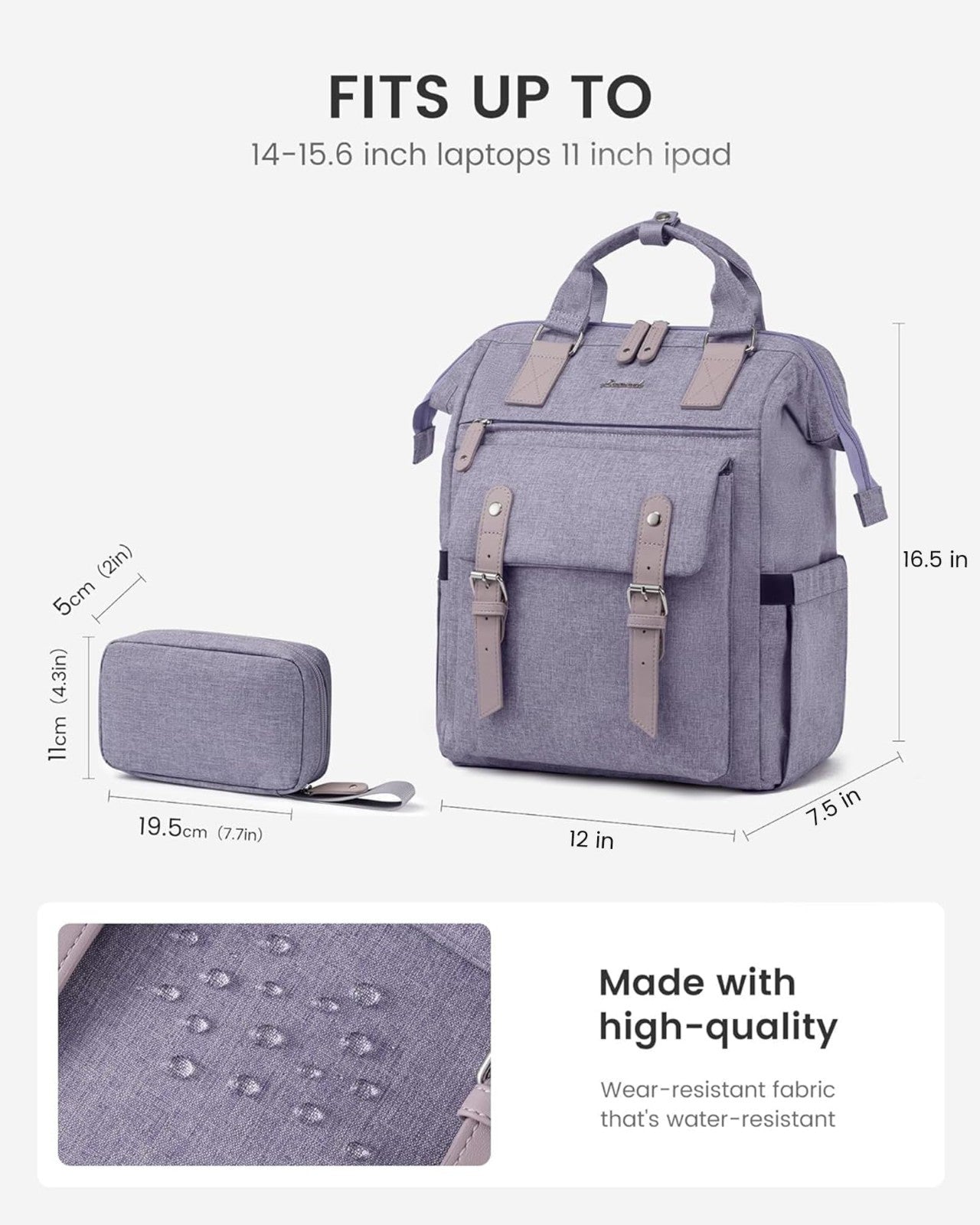 Stylish 15.6" Laptop Backpack for Women, Waterproof Travel Bag, Anti Theft, Purp6