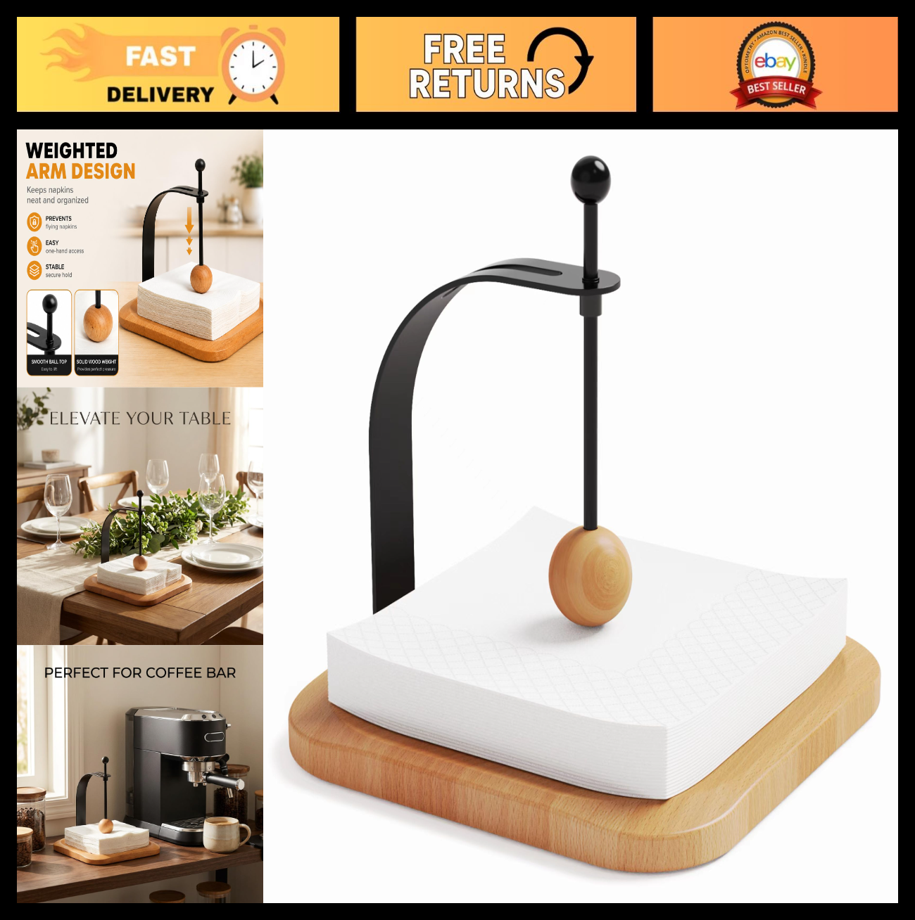 Here’s an optimized eBay title for the product:"Wooden Napkin Holder for Table0