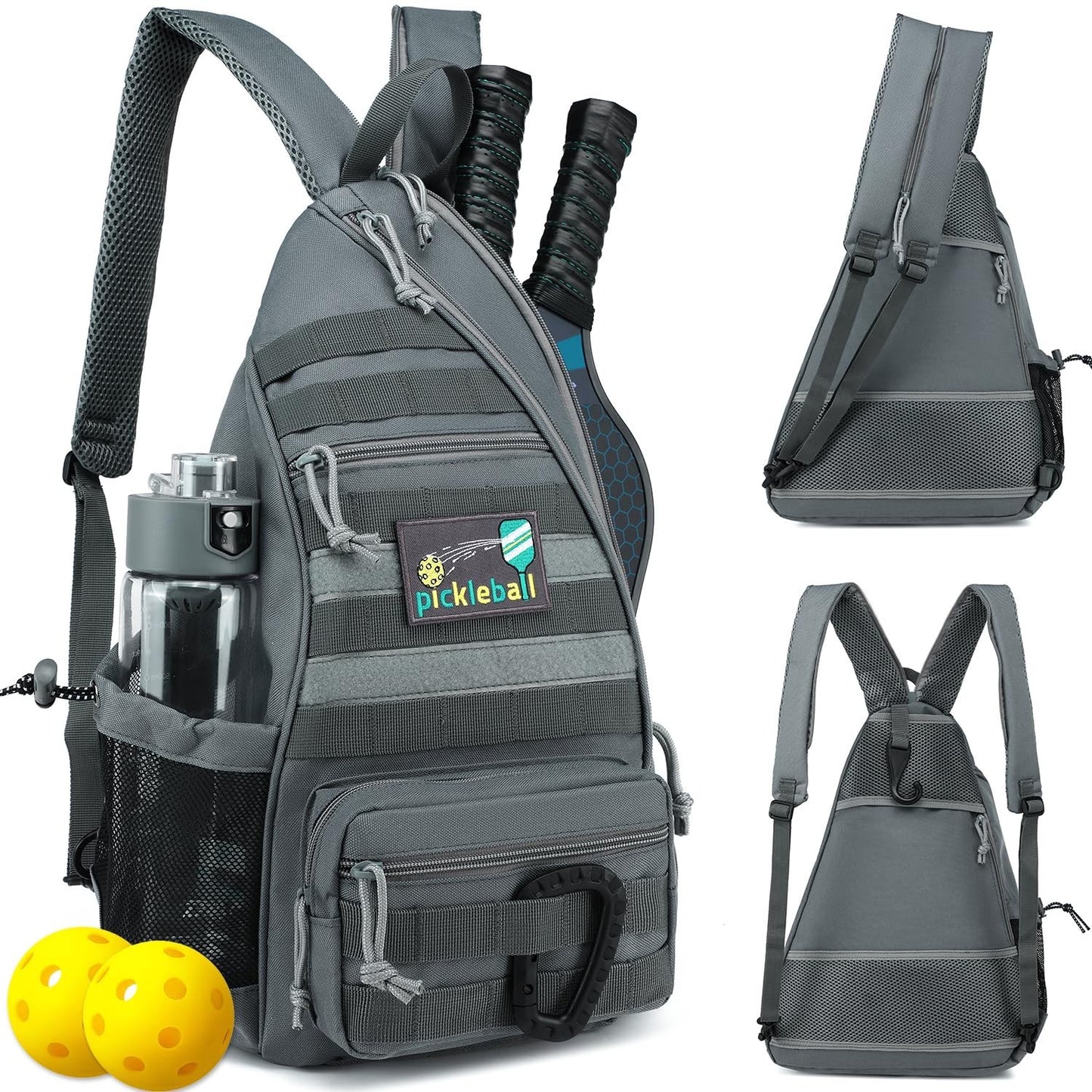 Tactical Pickleball Backpack for Men & Women | Adjustable Sling Bag, Fence Hook,0