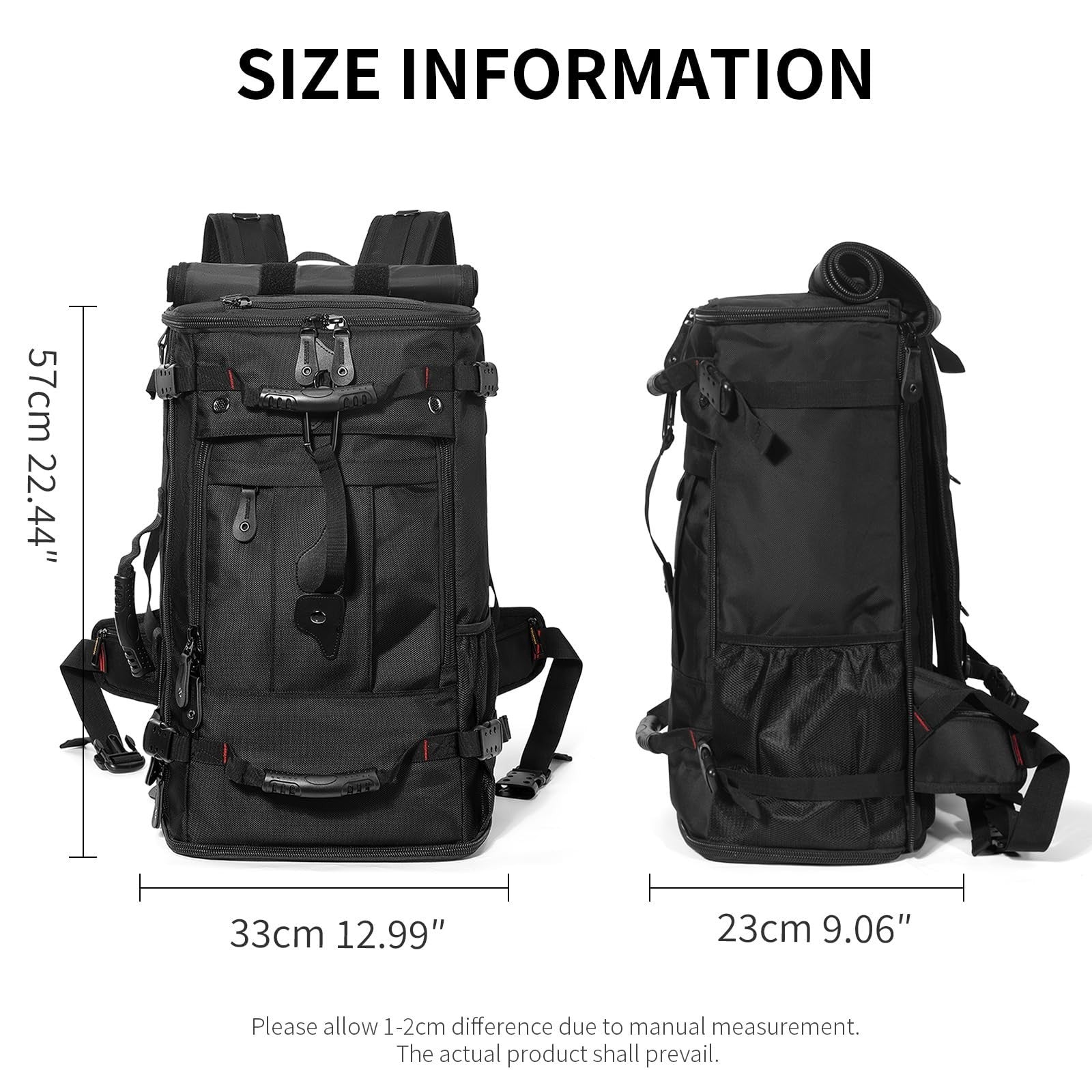 Large Capacity Travel Hiking Sports Backpack Duffle Bag 45L Convertible Laptop B5