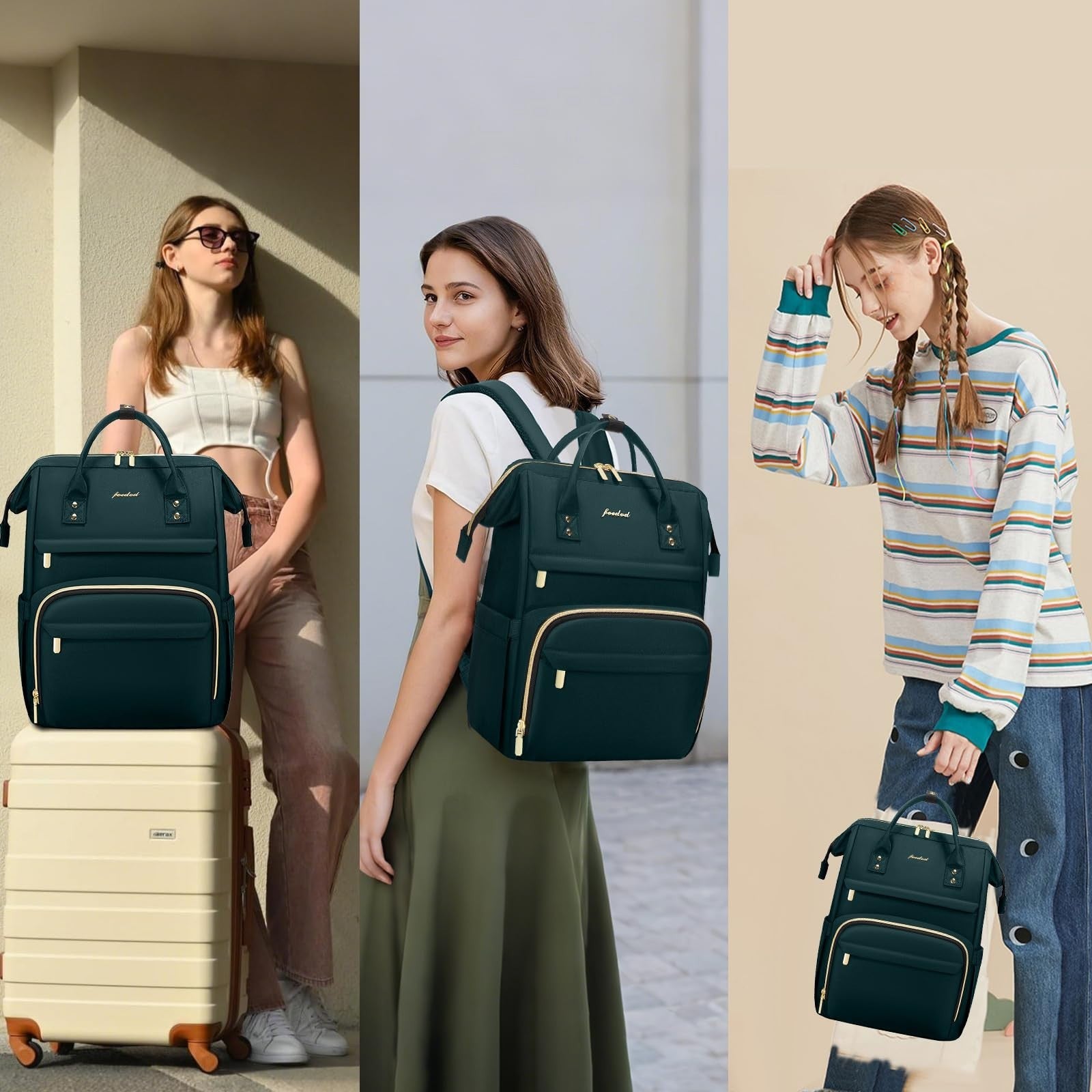 Stylish 15.6" Laptop Backpack for Women   Waterproof Travel Work Bag, Nurse Teac6