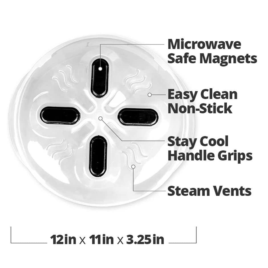 Magnetic Microwave Splatter Cover 12"   BPA Free, Vented Lid, Anti Splash, Dishw8
