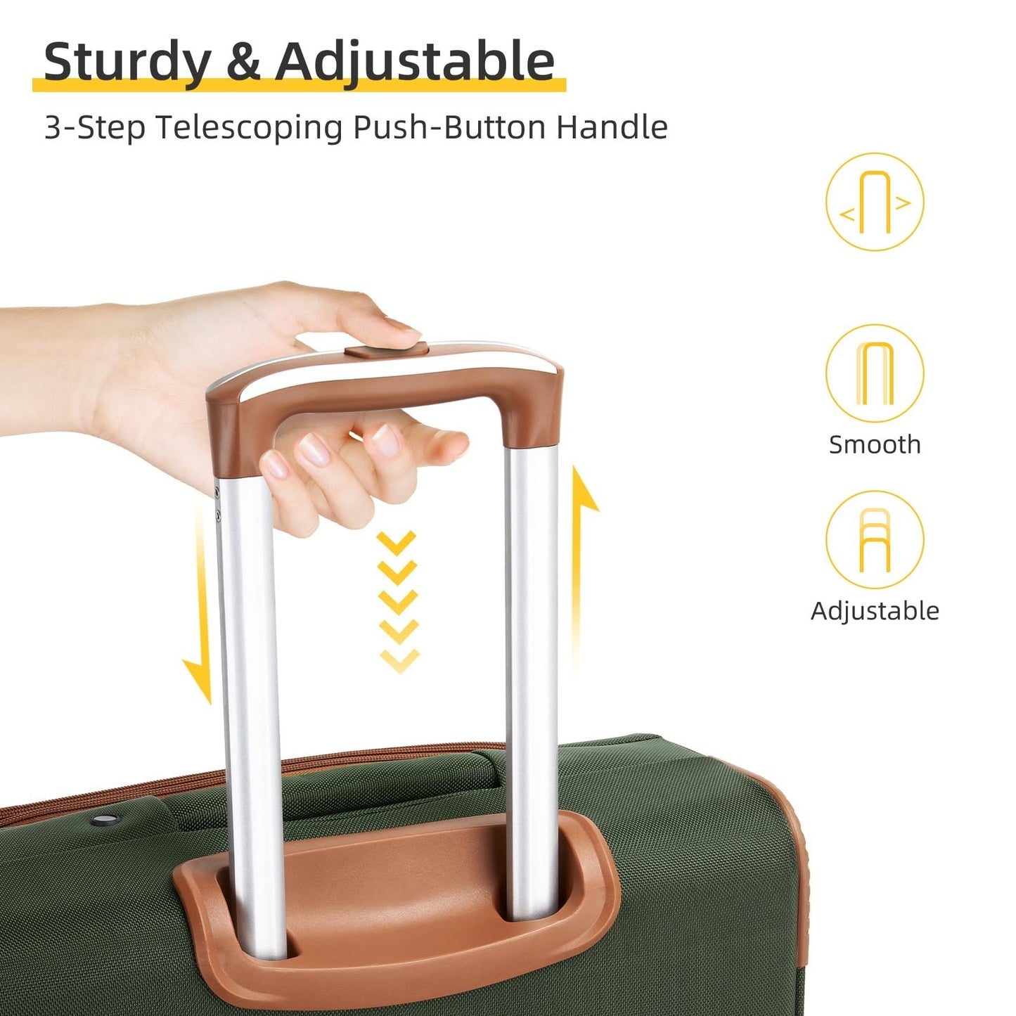 5-Piece Softside Luggage Set - Expandable Suitcases, Lightweight, 360° Wheels, T7