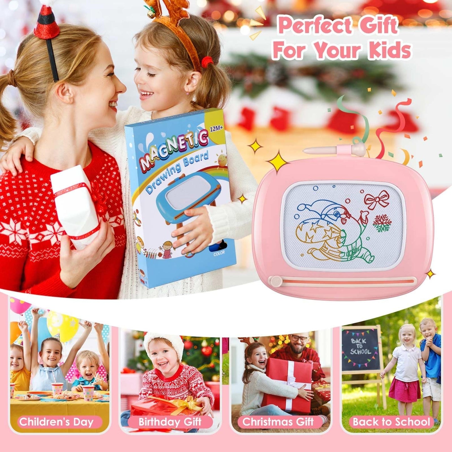 Magnetic Drawing Doodle Board for Toddlers 1-3 Years - Educational Learning Toy,5