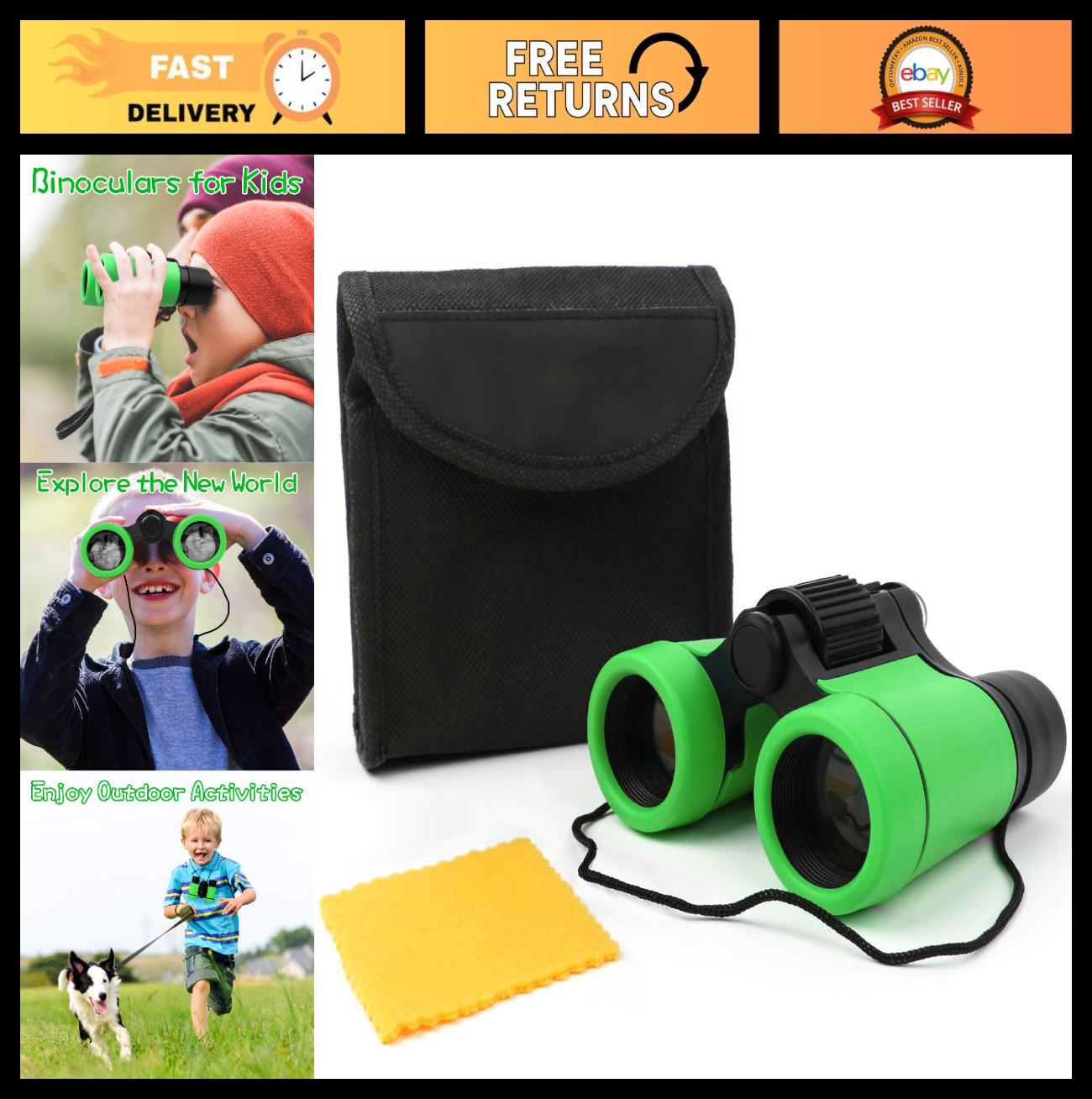 Kids Binoculars Set   Shockproof Toy for Ages 3 12, Bird Watching, Hiking, Gifts0
