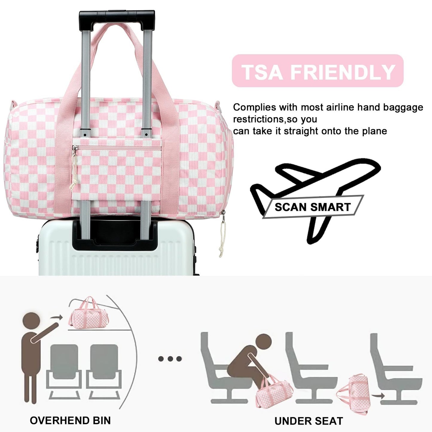 Cute Girls Duffle Bag with Shoes Compartment & Wet Separation - Waterproof Gym T7