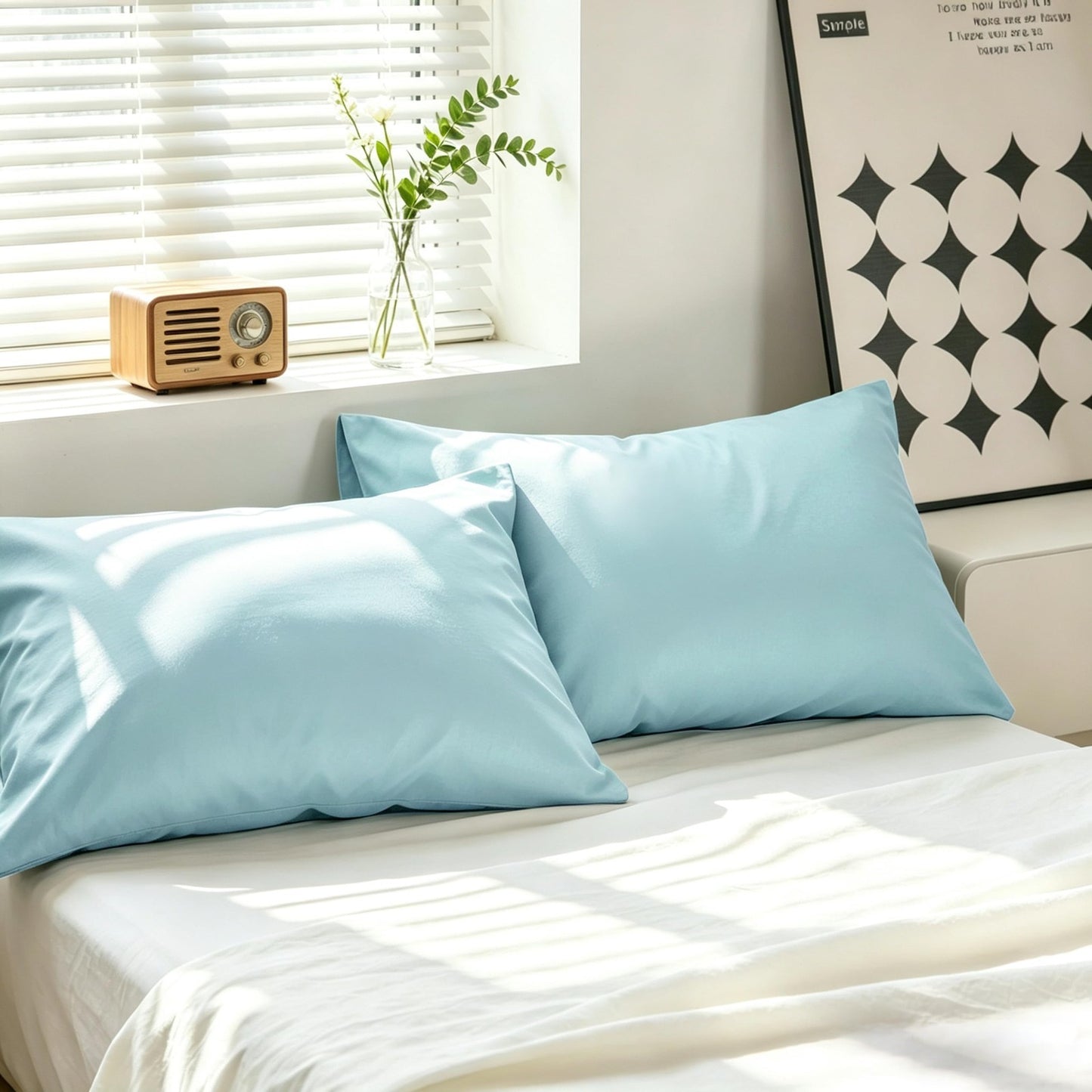 100% Cotton Pillow Cases 2 Pack - Soft, Breathable, Fade Resistant, 20x26 Light1
