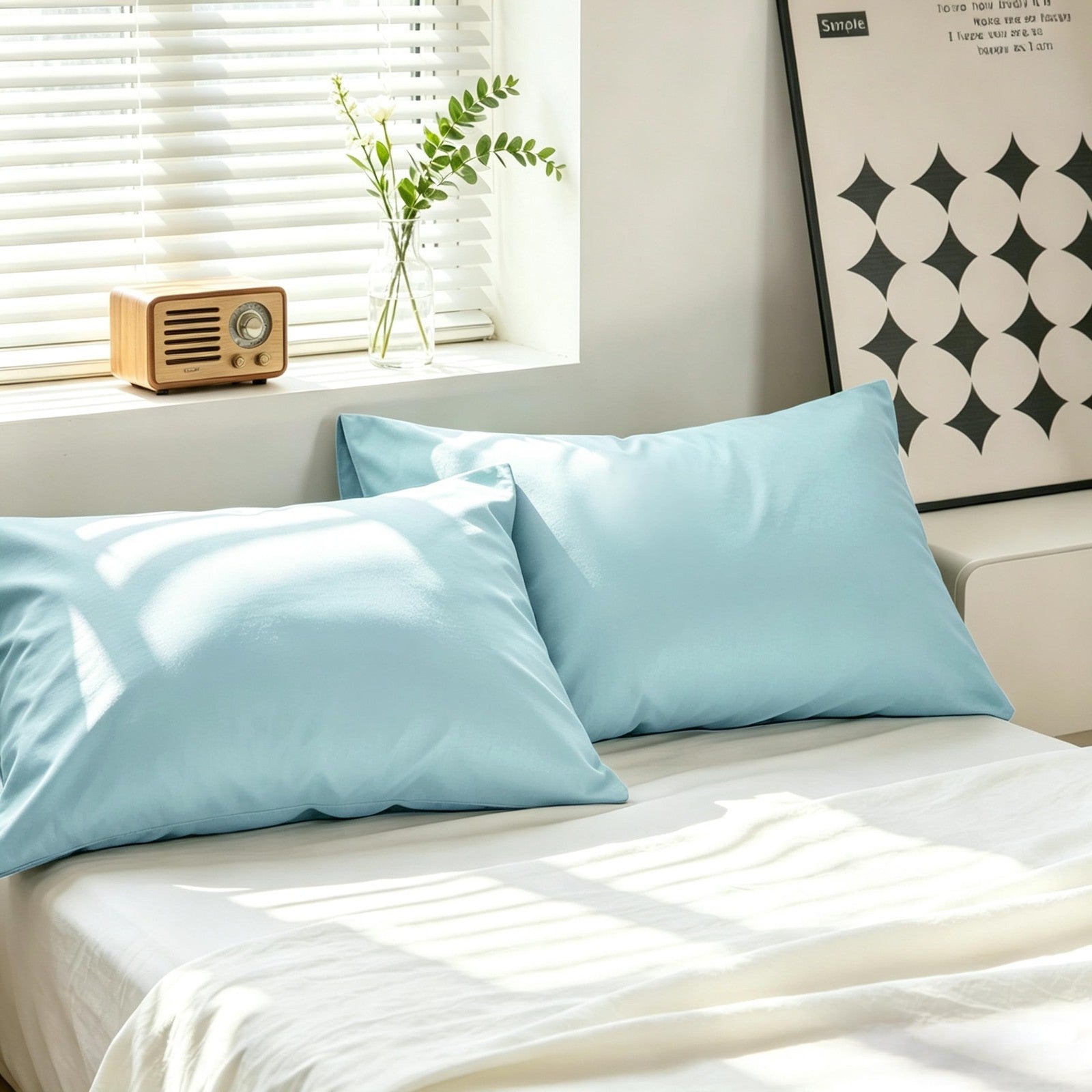 100% Cotton Pillow Cases 2 Pack - Soft, Breathable, Fade Resistant, 20x26 Light1