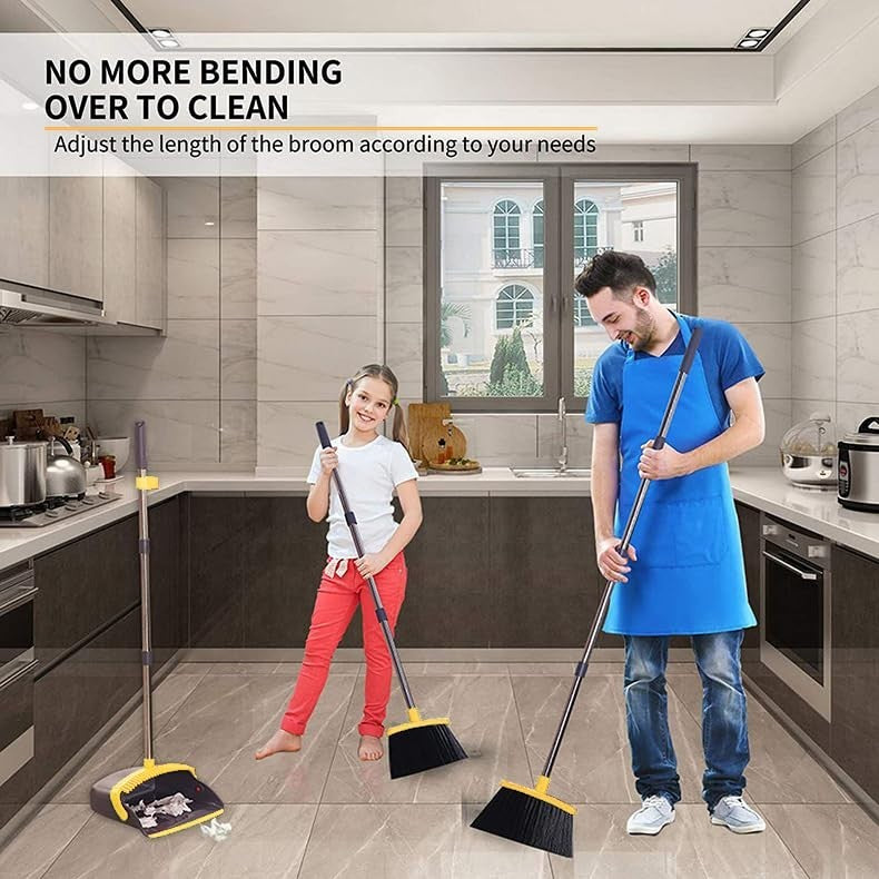 2-Pack Broom and Dustpan Set, 52" Long Handle, Self-Cleaning Teeth, Indoor/Outdo4