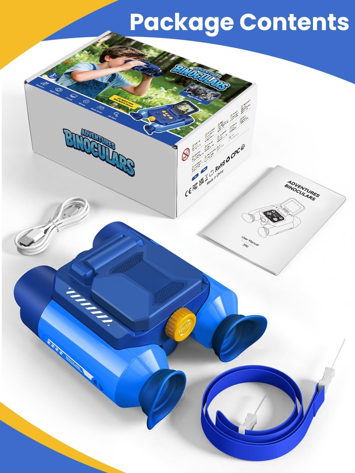 Kids Binoculars with Night Vision & 10X Zoom   Adventure Telescope Toys for Ages10