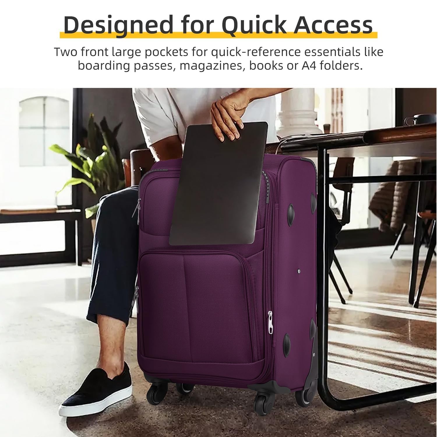 5-Piece Softside Luggage Set - Expandable Suitcases, Lightweight, 360° Wheels, T6