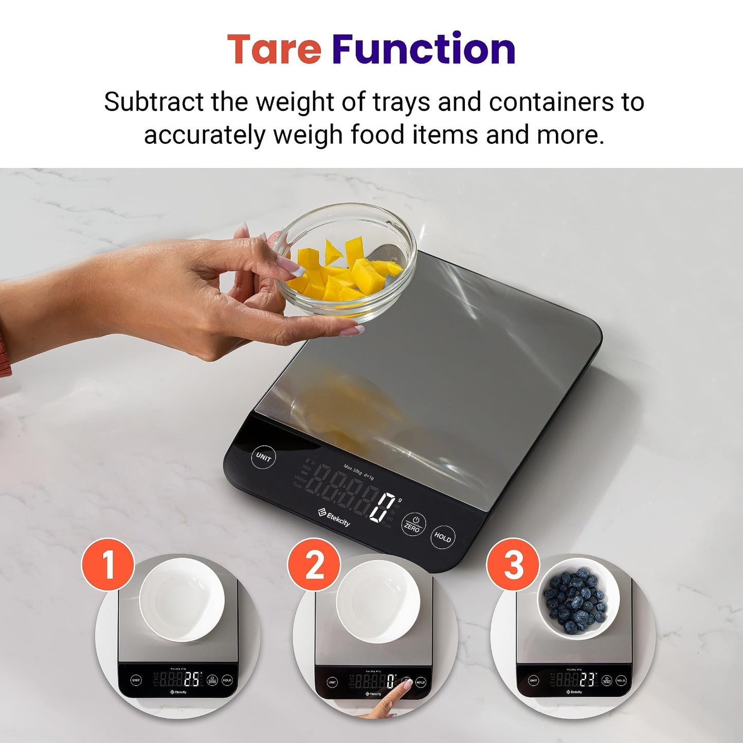 22lb Digital Kitchen Scale   USB Rechargeable, Waterproof, 1g Precision, Tare, 56