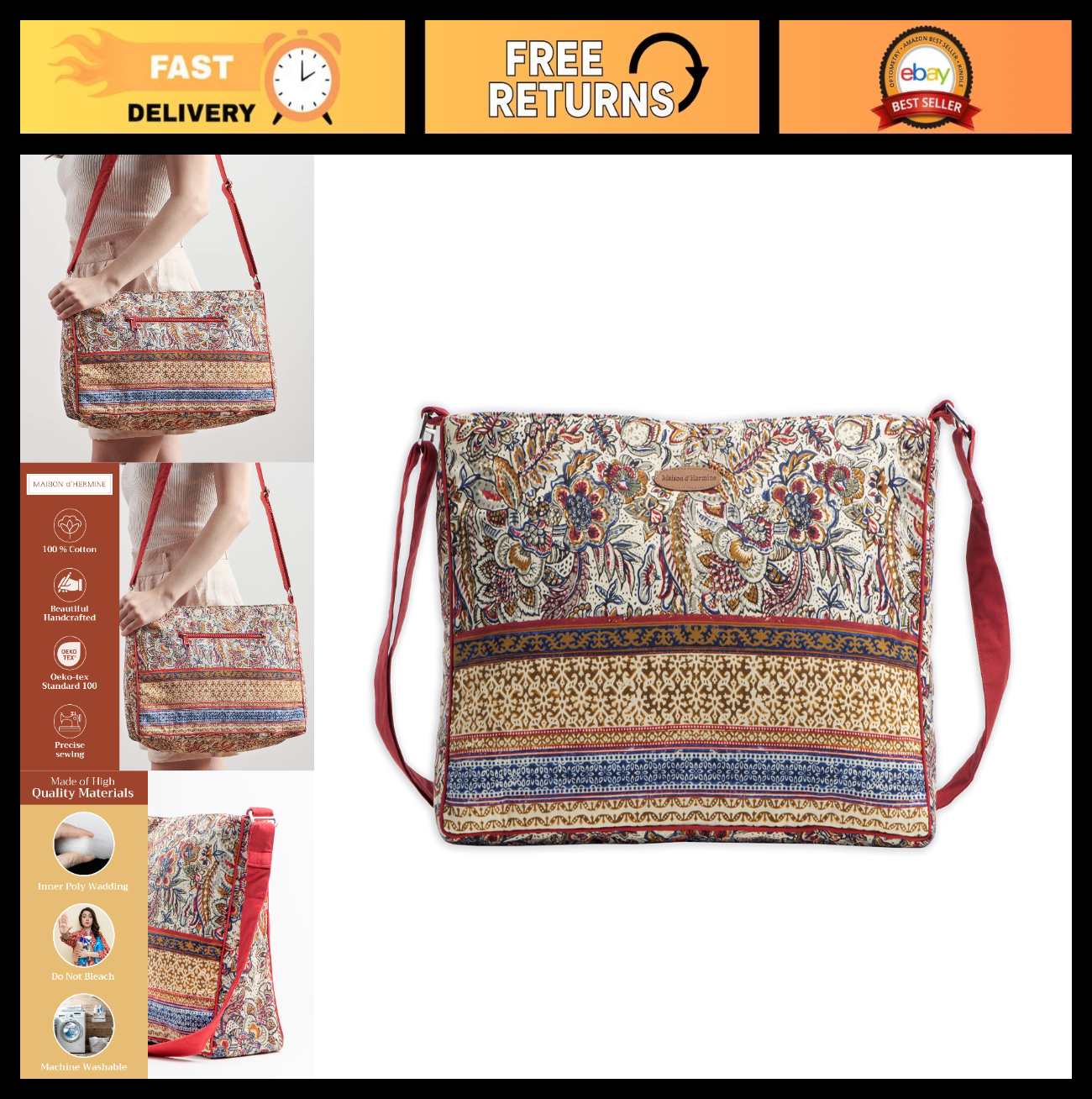 Stylish Cotton Shoulder Bags for Women   Versatile Handbags for Everyday Use0