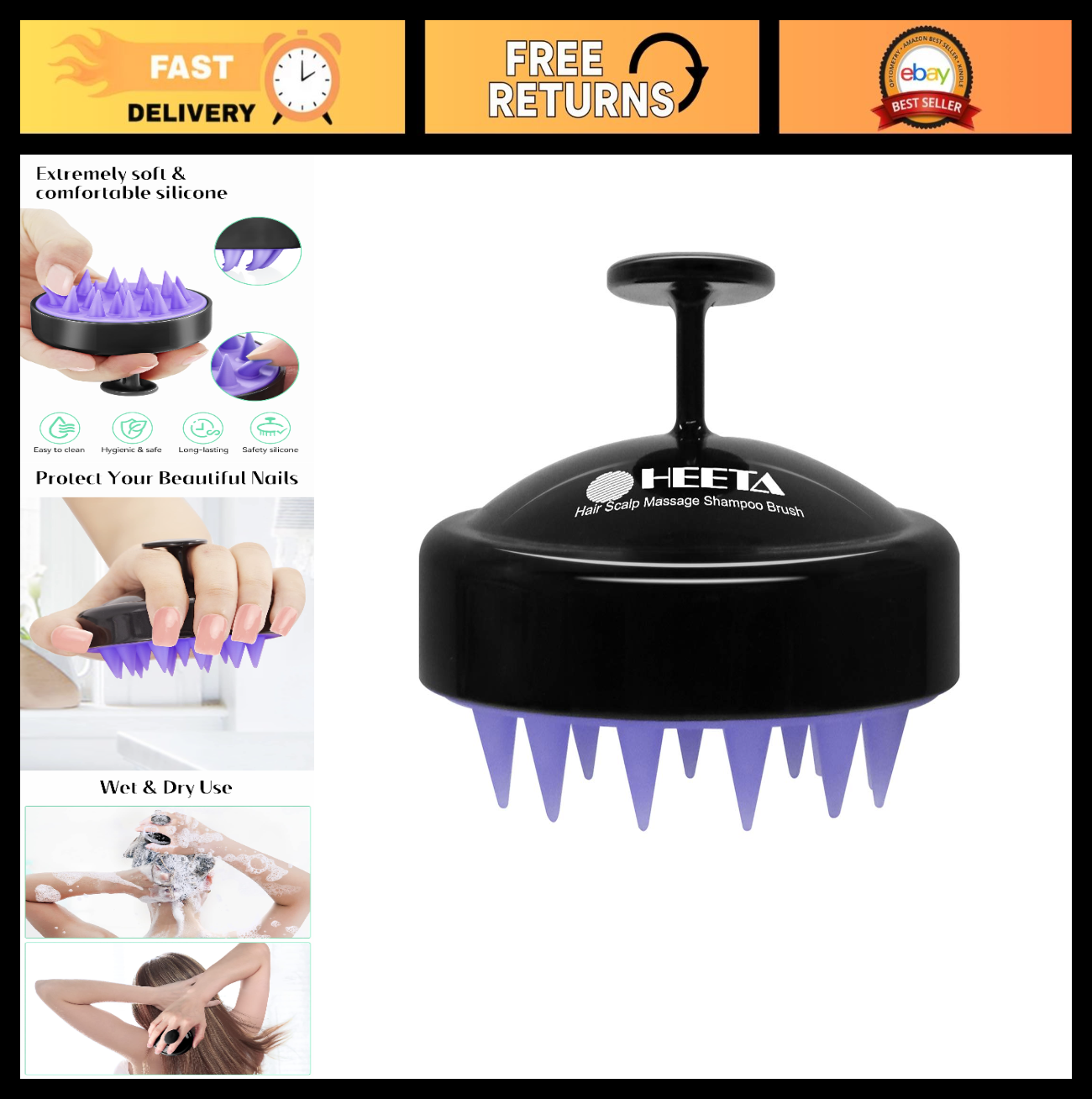 Scalp Massager Shampoo Brush   Soft Silicone Scrubber for Hair Growth & Dandruff0