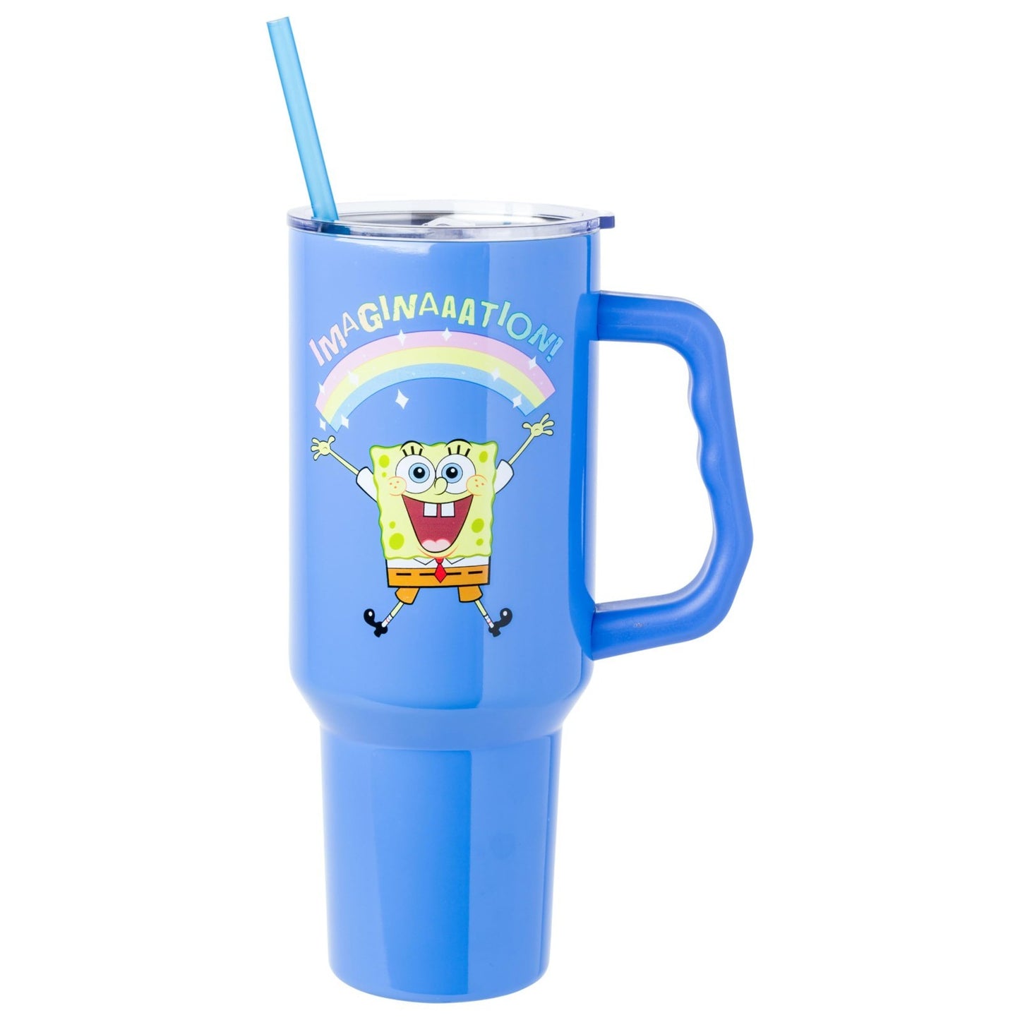 40oz Double Walled Stainless Steel Tumbler with Handle   Fits Standard Cup Holde1