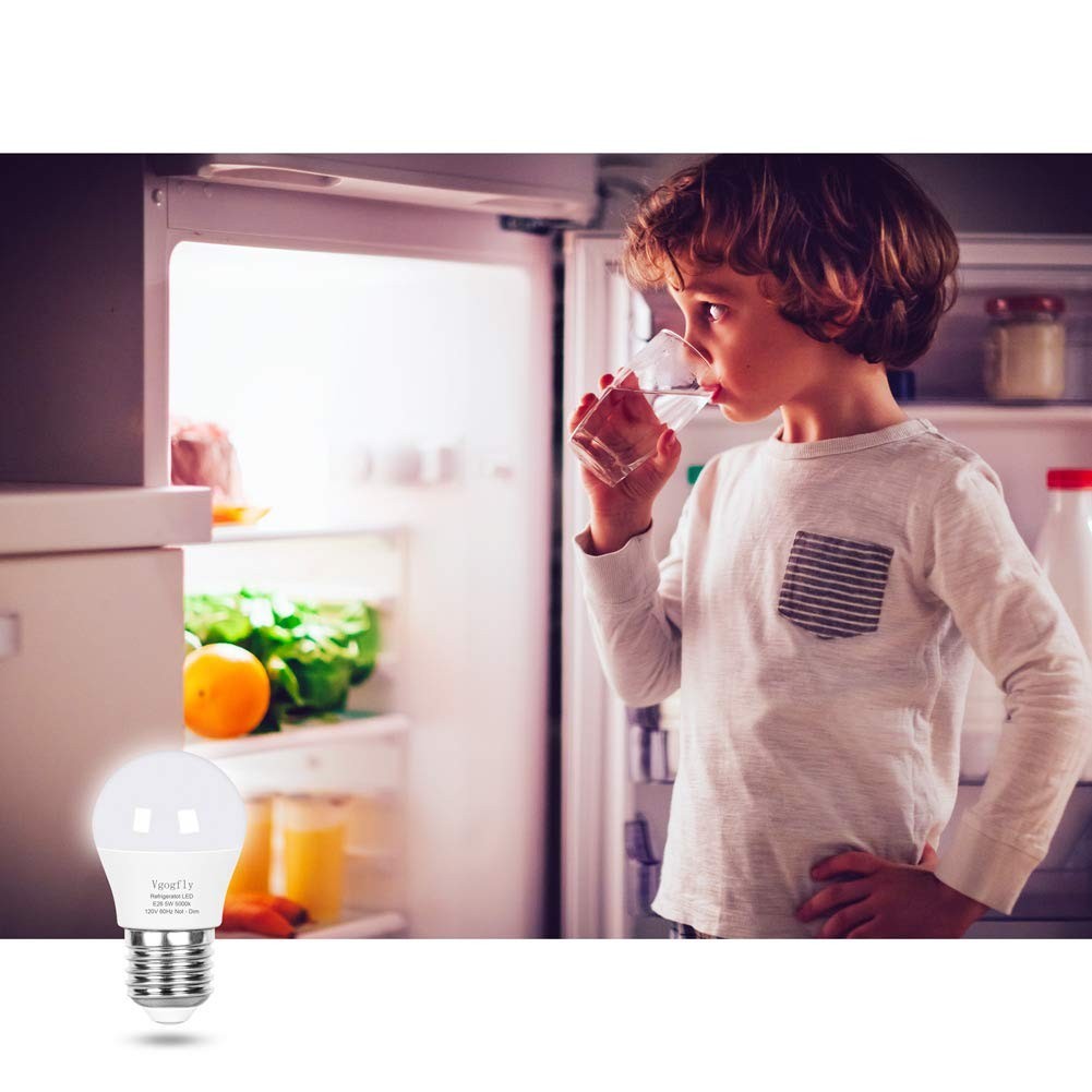 2 Pack LED Refrigerator Light Bulbs 5W Warm White 2700K Waterproof A15 E265
