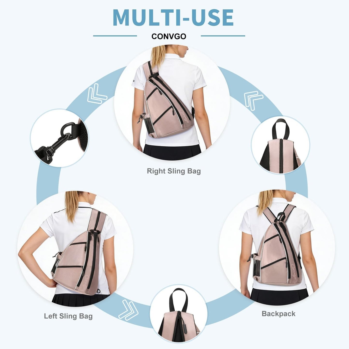 Adjustable Pickleball Backpack & Sling Bag - 2-in-1 Sports Bag for Tennis & Pick6