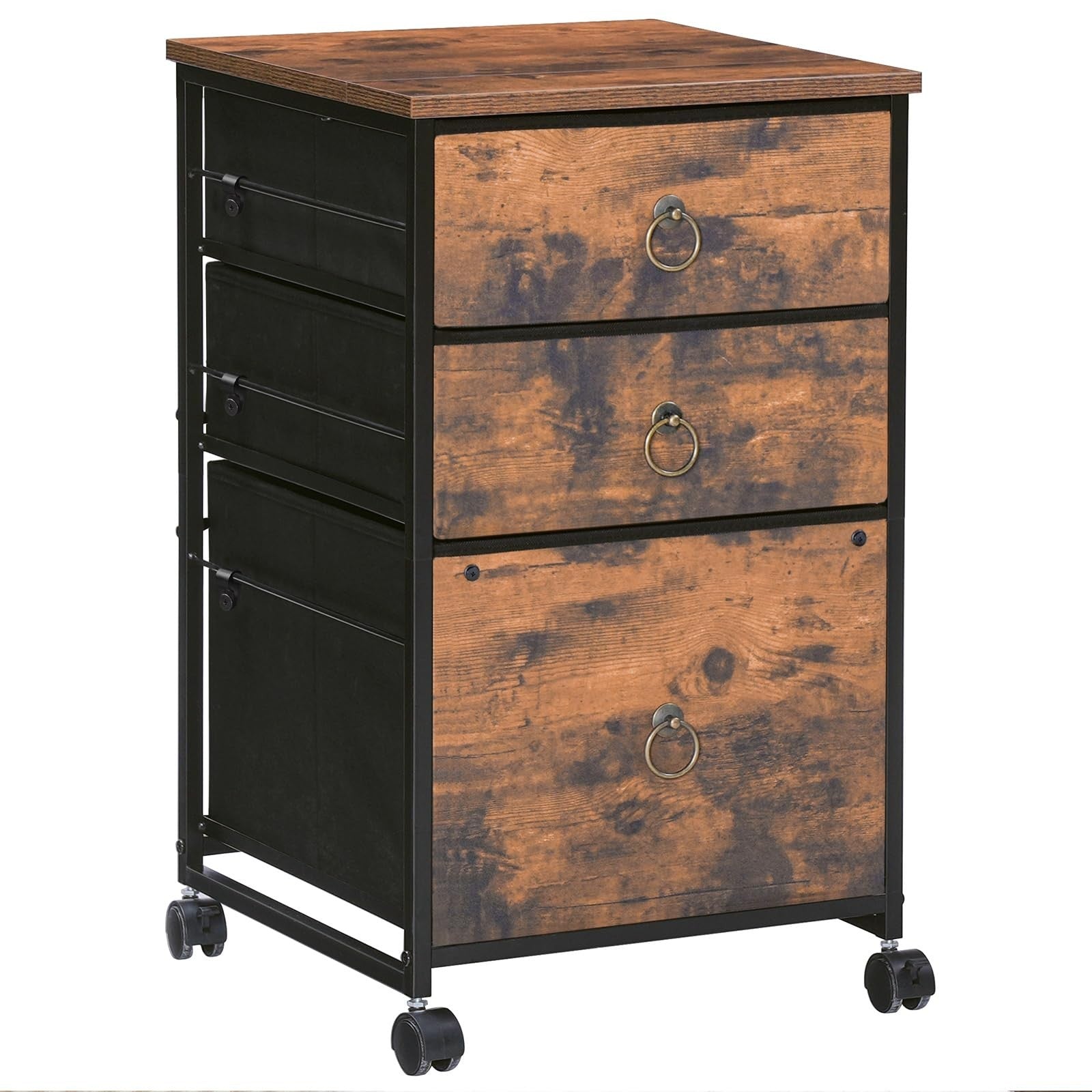 Mobile File Cabinet with 3 Drawers, Rolling Under Desk Cart for Home Office, Rus1