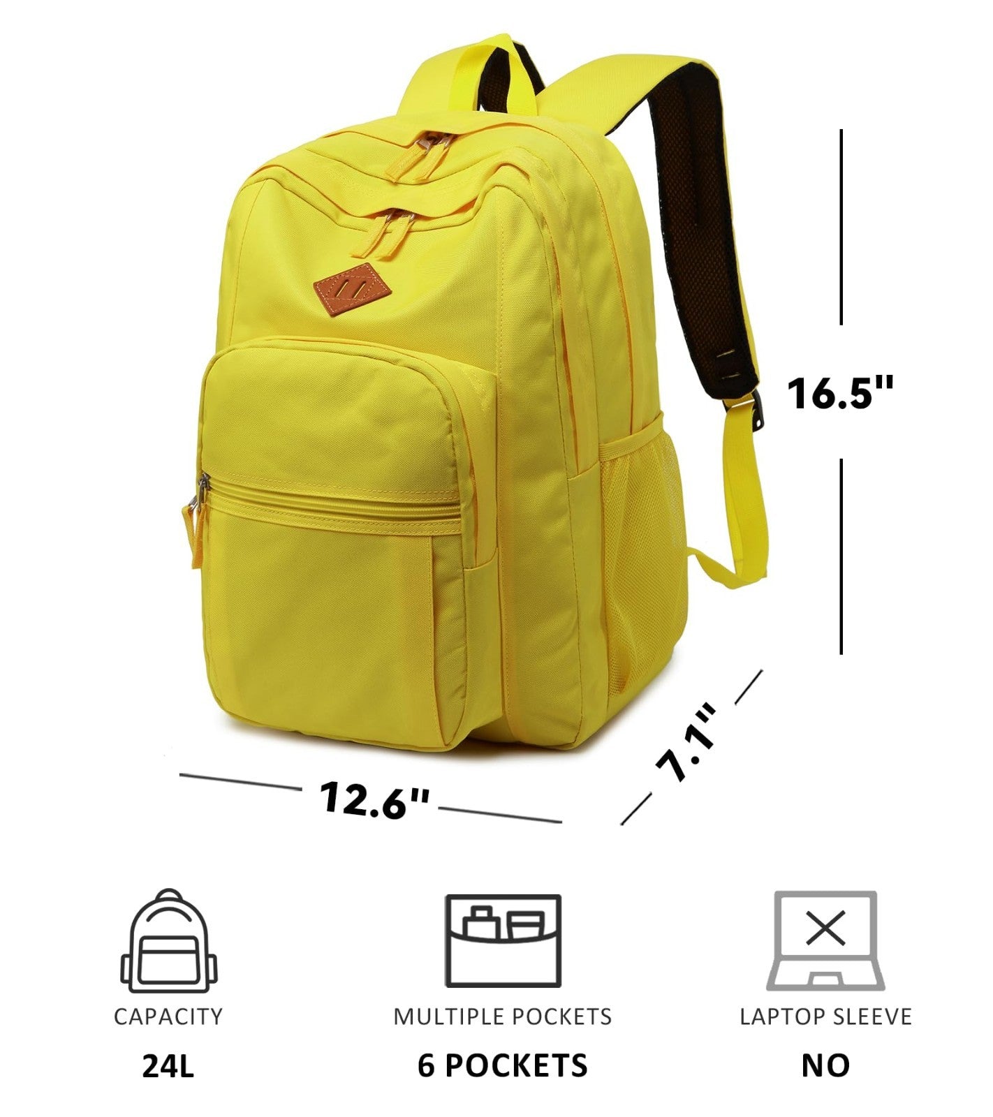Classic Women's Travel Backpack, Water Resistant College Bookbag, Yellow5