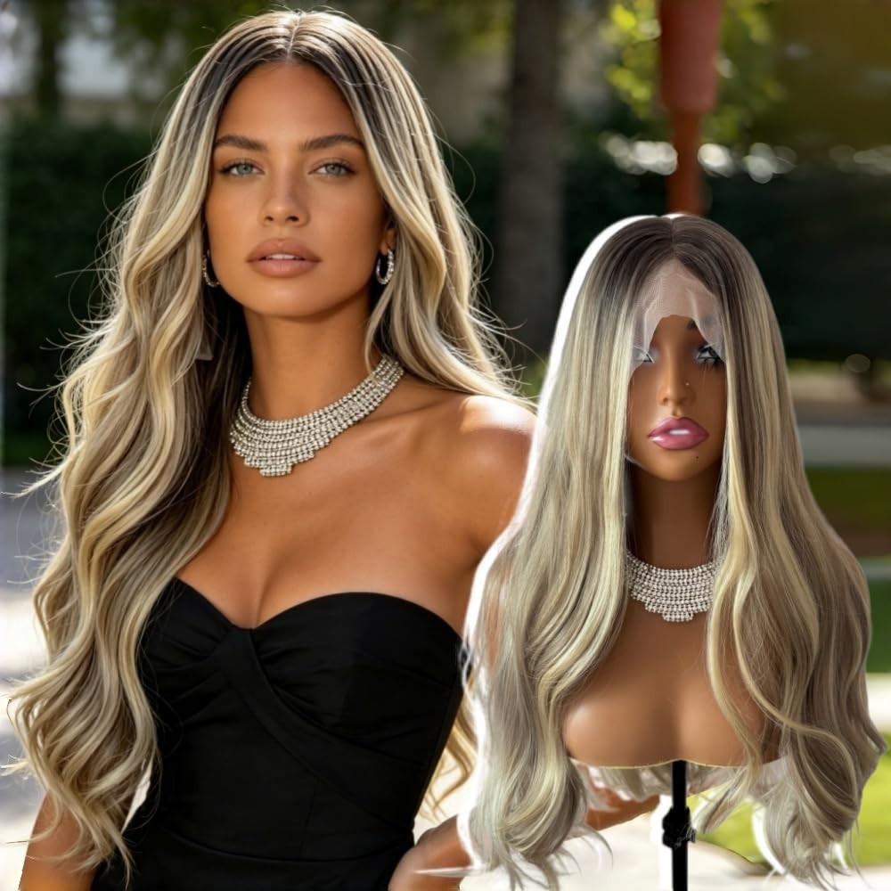 Ombre Golden Blonde Lace Front Wig - 13x4 HD Transparent, Pre-Plucked, Heat Resi2