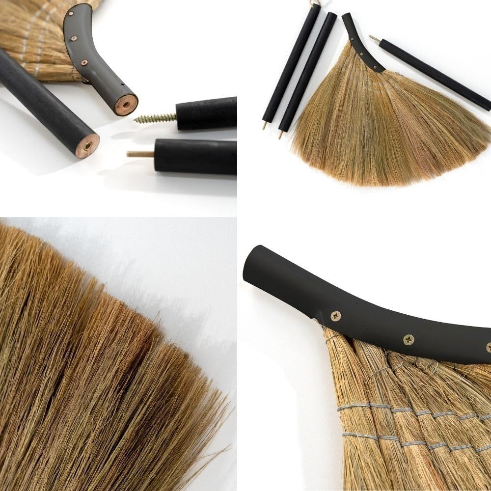 Soft Vietnamese Straw Broom - 56.69" Long Handle Indoor/Outdoor Sweeping Tool fo7