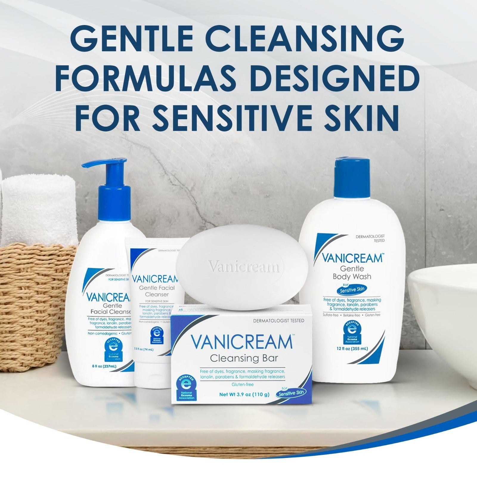 Gentle Facial Cleanser for Sensitive Skin, 2.5 Fl Oz, Non-Comedogenic, pH-Balanc8