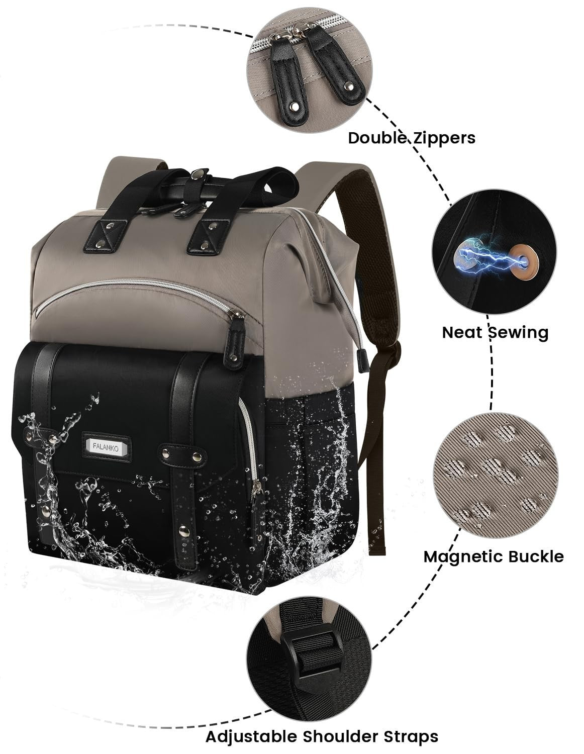 Stylish 15.6" Laptop Backpack for Women   RFID Anti Theft College Work Bag, Grey3