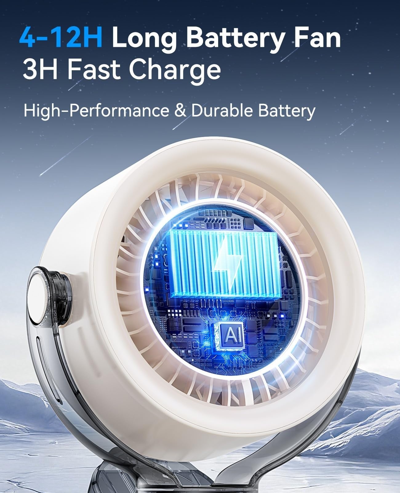 4000mAh Portable Clip On Fan   100 Speed Touch Control, LED Display, 360° Rotati3