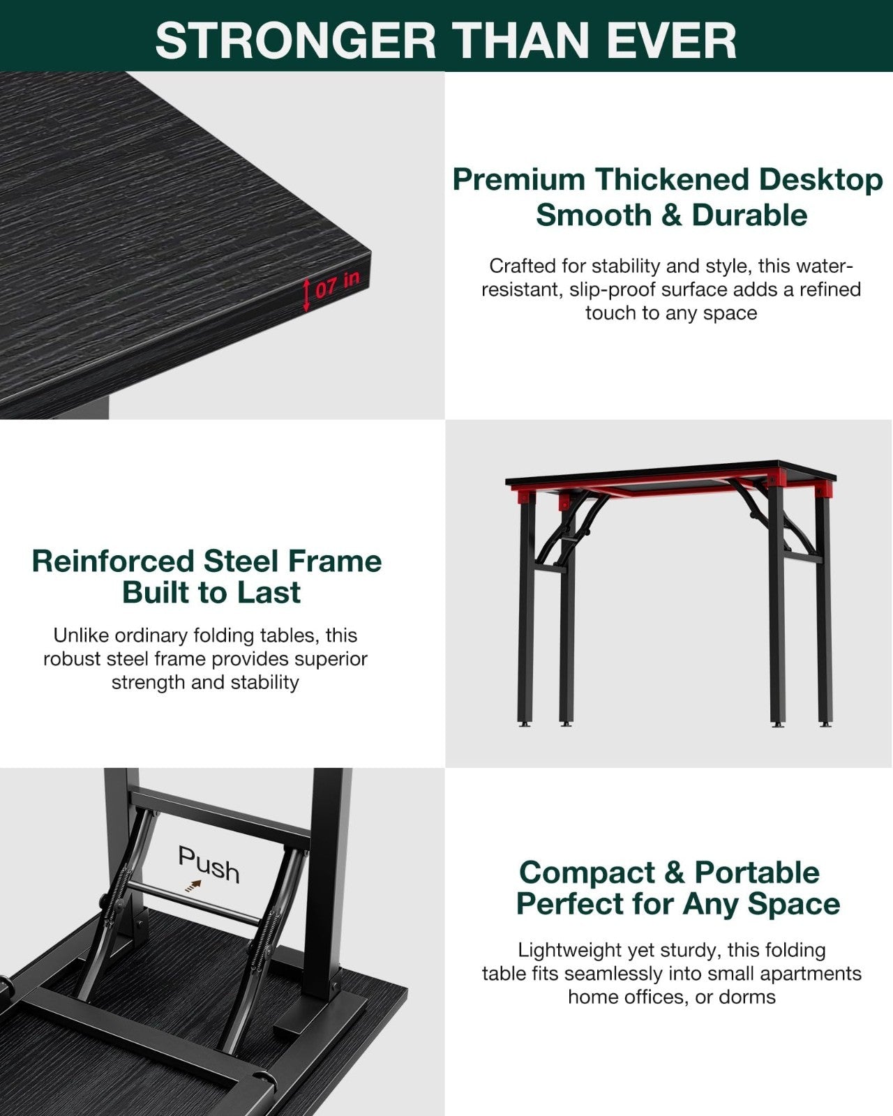 Compact Folding Laptop Desk - 35.8" Portable Table for Small Spaces, Easy Setup4
