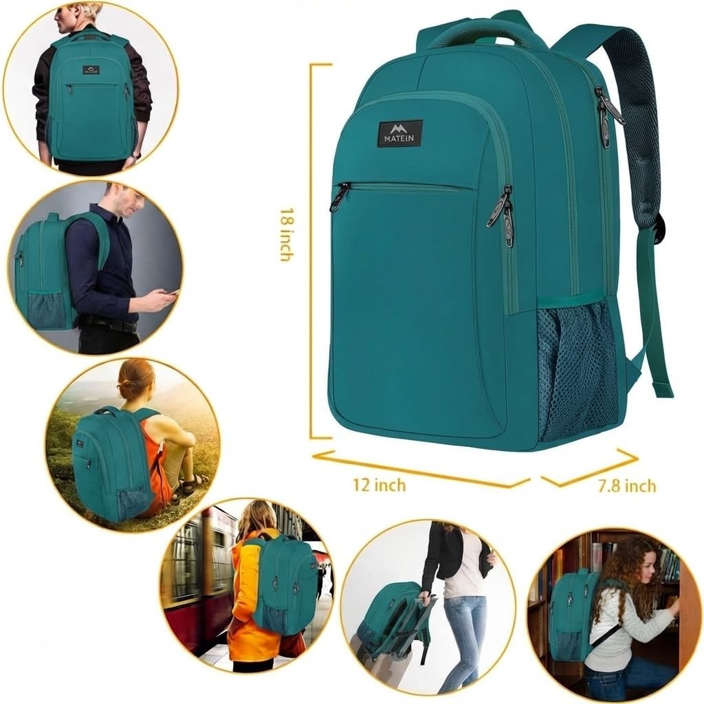 Peacock Blue Slim Laptop Backpack, 15.6 Inch Underseat Travel Bag for Laptops1