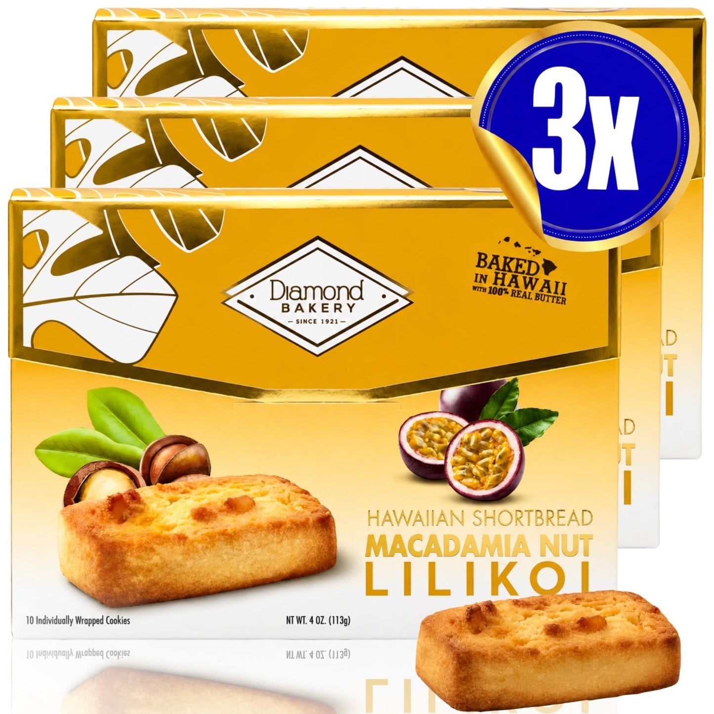 Hawaiian Lilikoi Macadamia Nut Shortbread Cookies 3-Pack | Individually Wrapped1