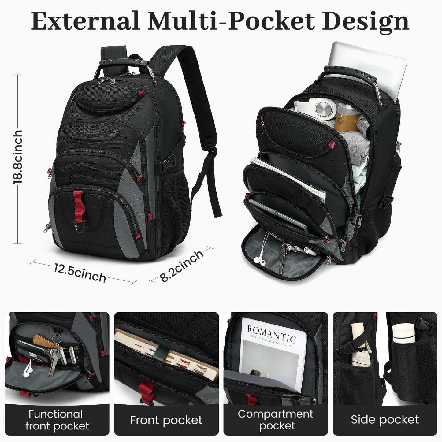 Large 55L Vacuum Seal Travel Backpack with Detachable Compression Bag, Waterproo7