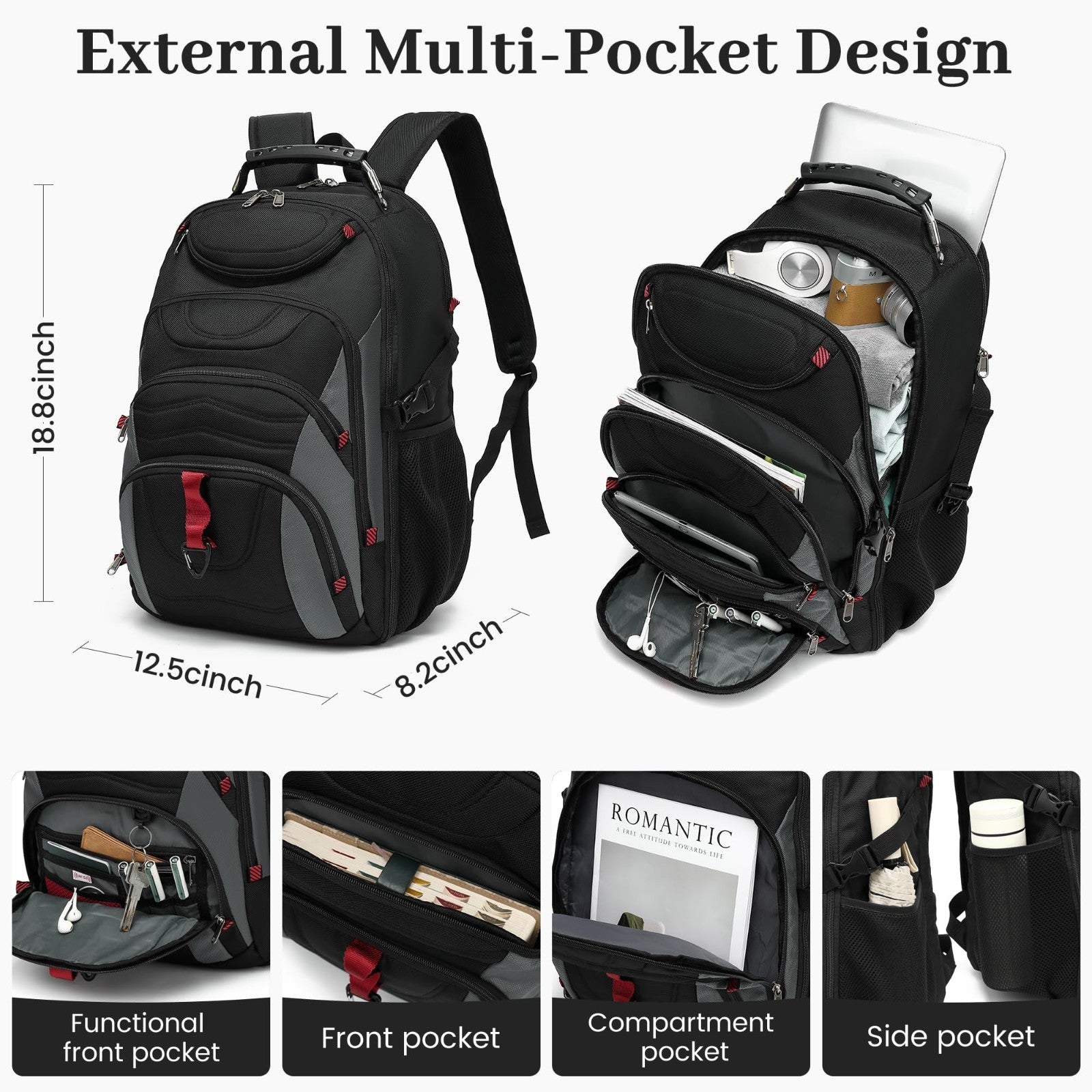 Large 55L Vacuum Seal Travel Backpack with Detachable Compression Bag, Waterproo7