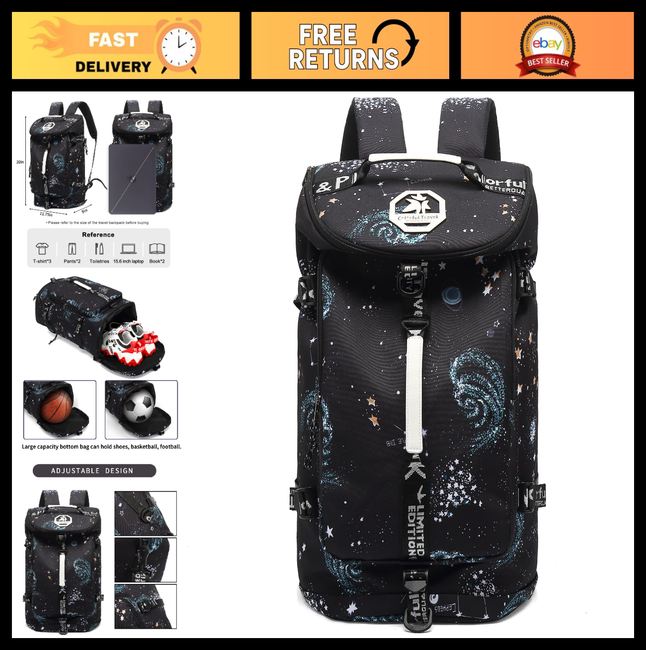 Waterproof Gym Duffel Backpack with Shoe Compartment   Sports, Walking, Laptop C0